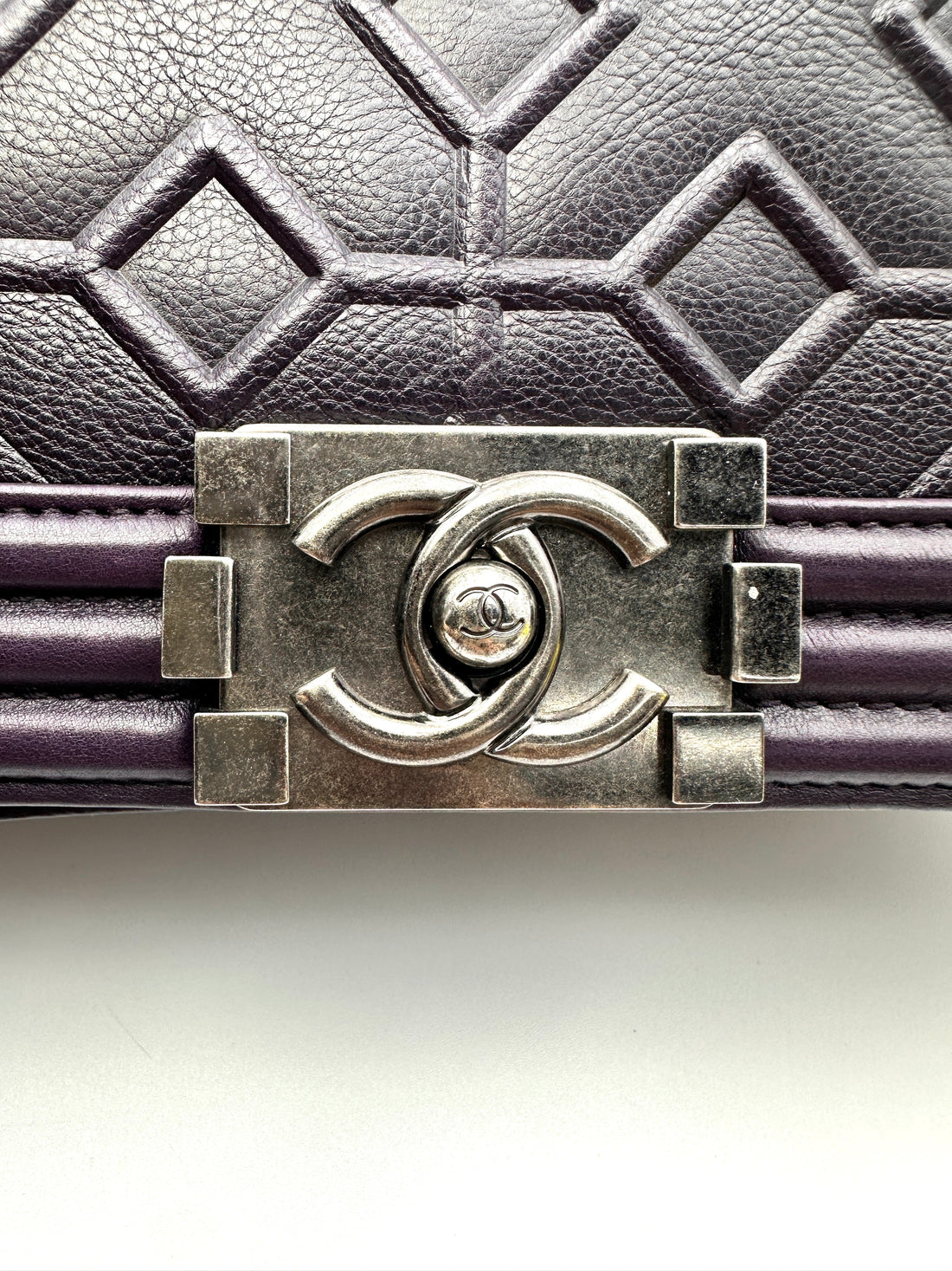 Chanel LeBoy Purple Quilted Leather Medium Size Flap Bag With Silver Buckle(17***21) CC2027
