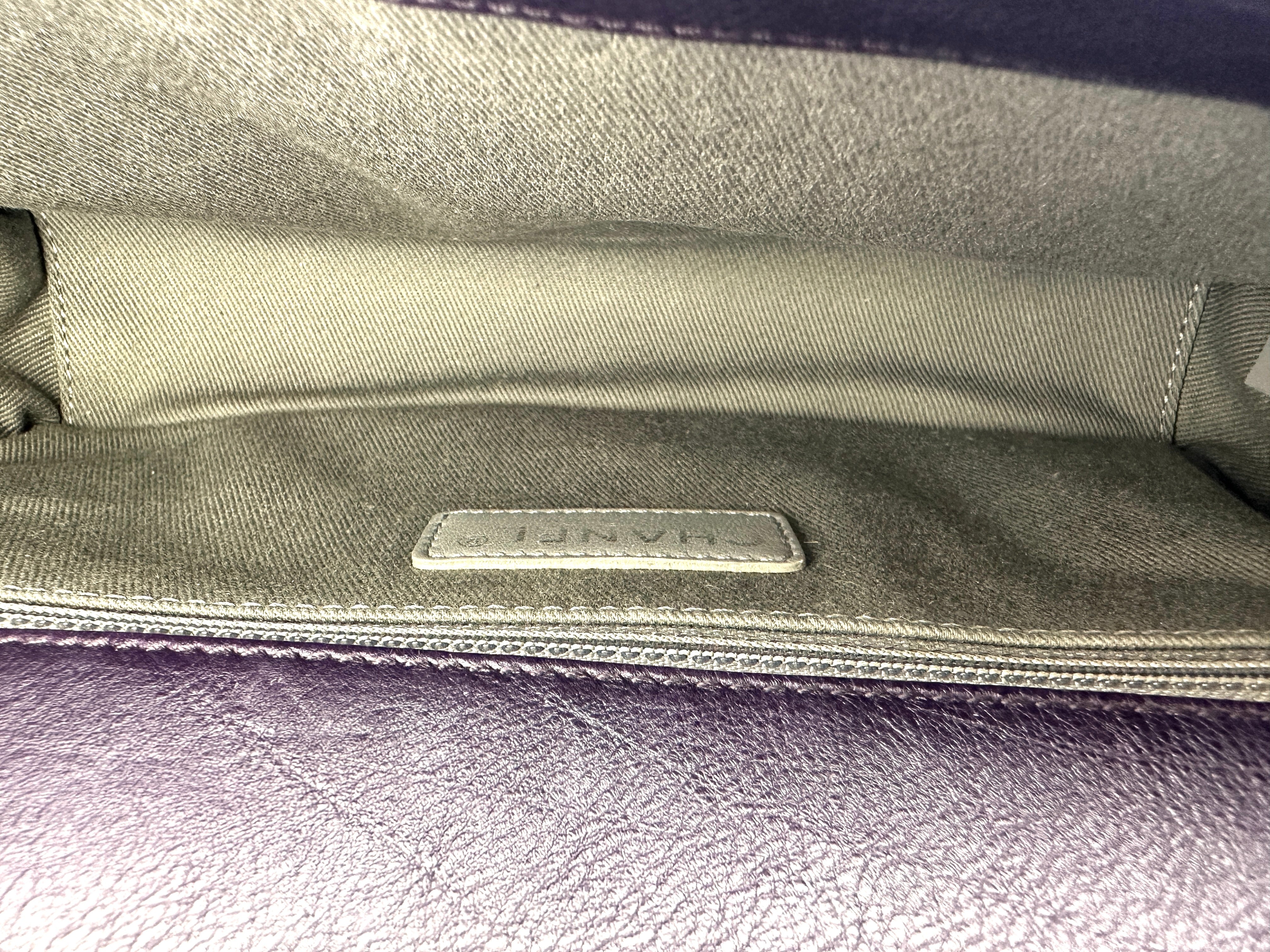 Chanel LeBoy Purple Quilted Leather Medium Size Flap Bag With Silver Buckle(17***21) CC2027