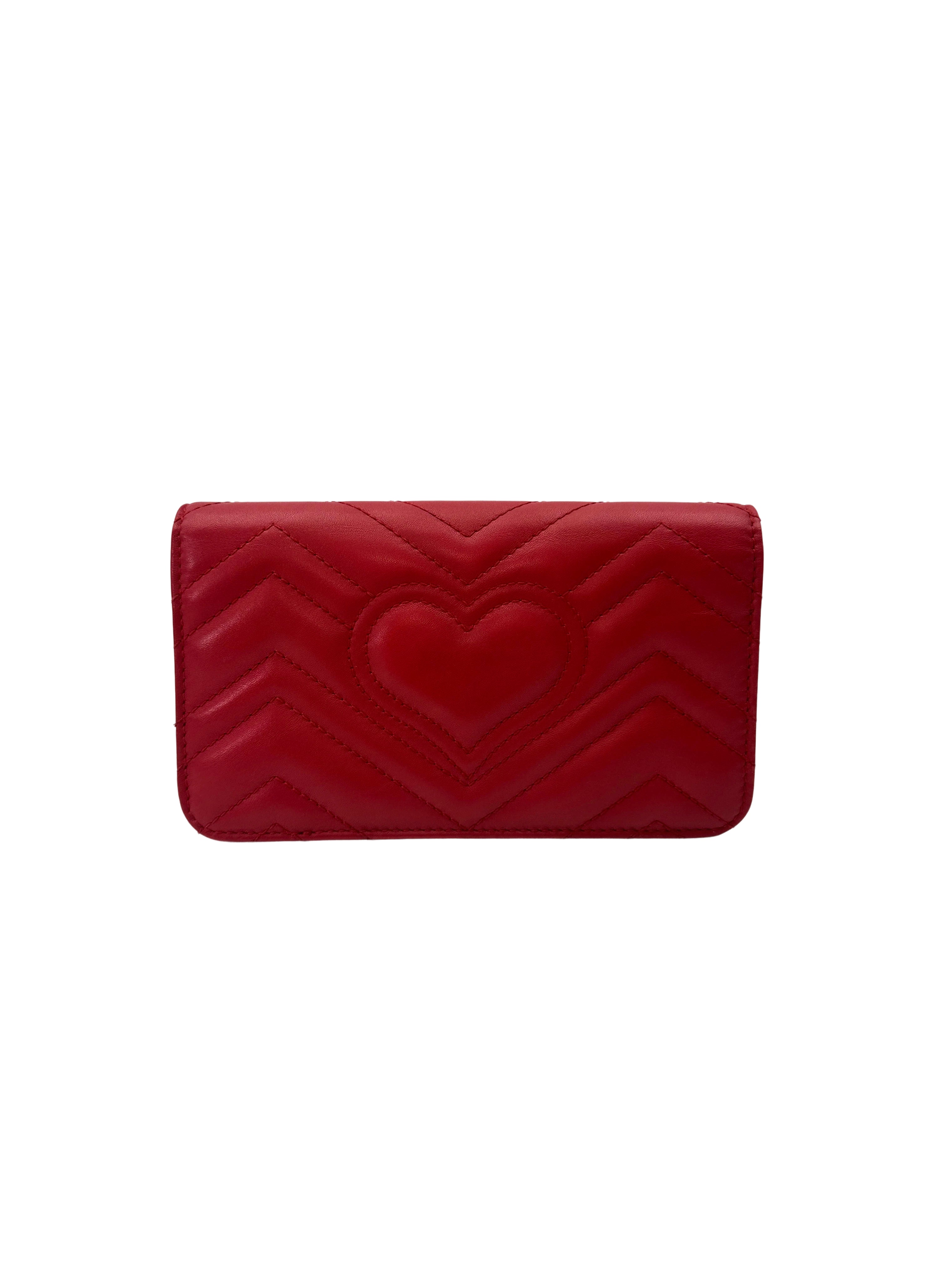 Gucci GG Marmont Red Leather Wallet On Chain GG1107