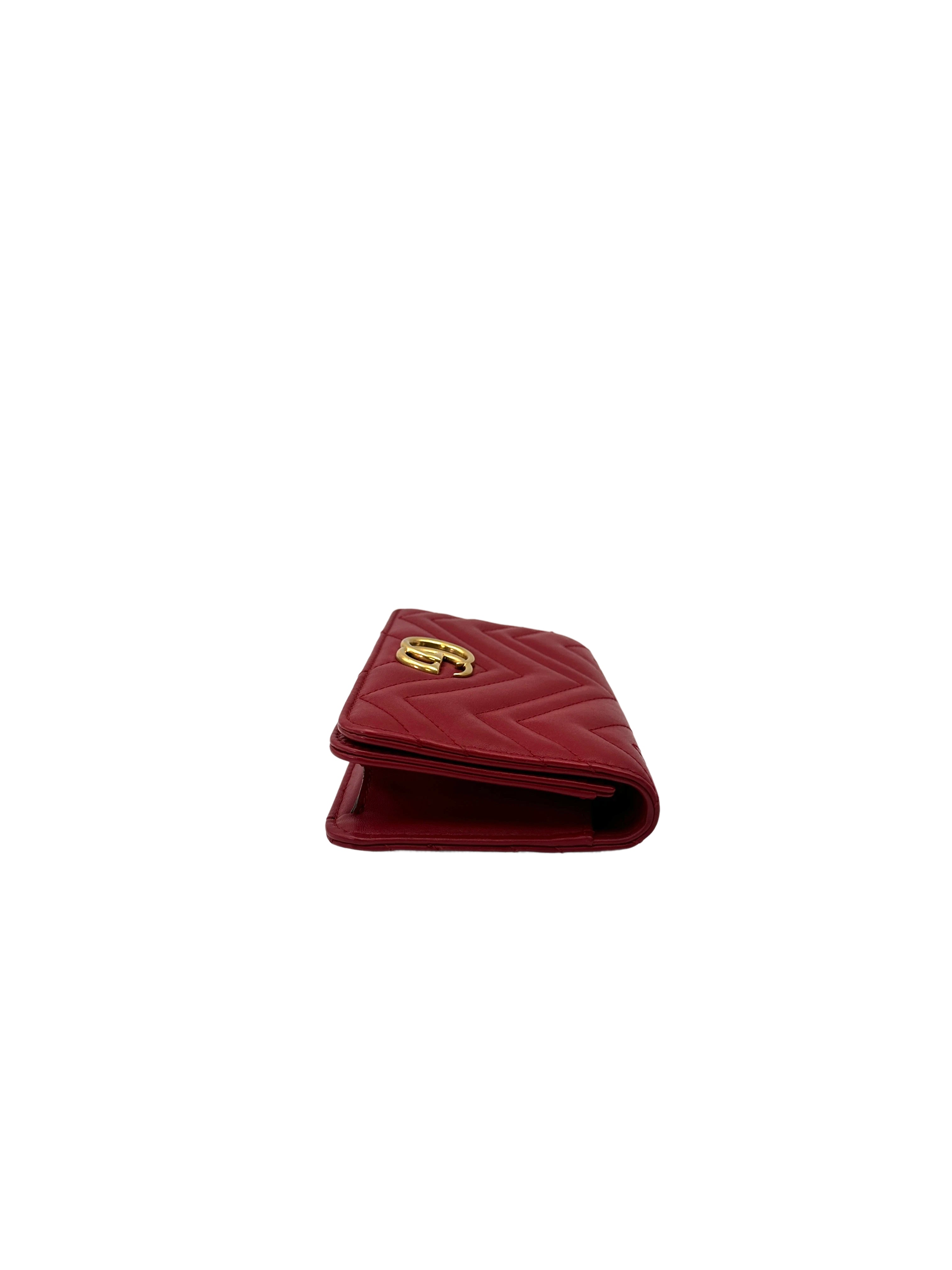 Gucci GG Marmont Red Leather Wallet On Chain GG1107