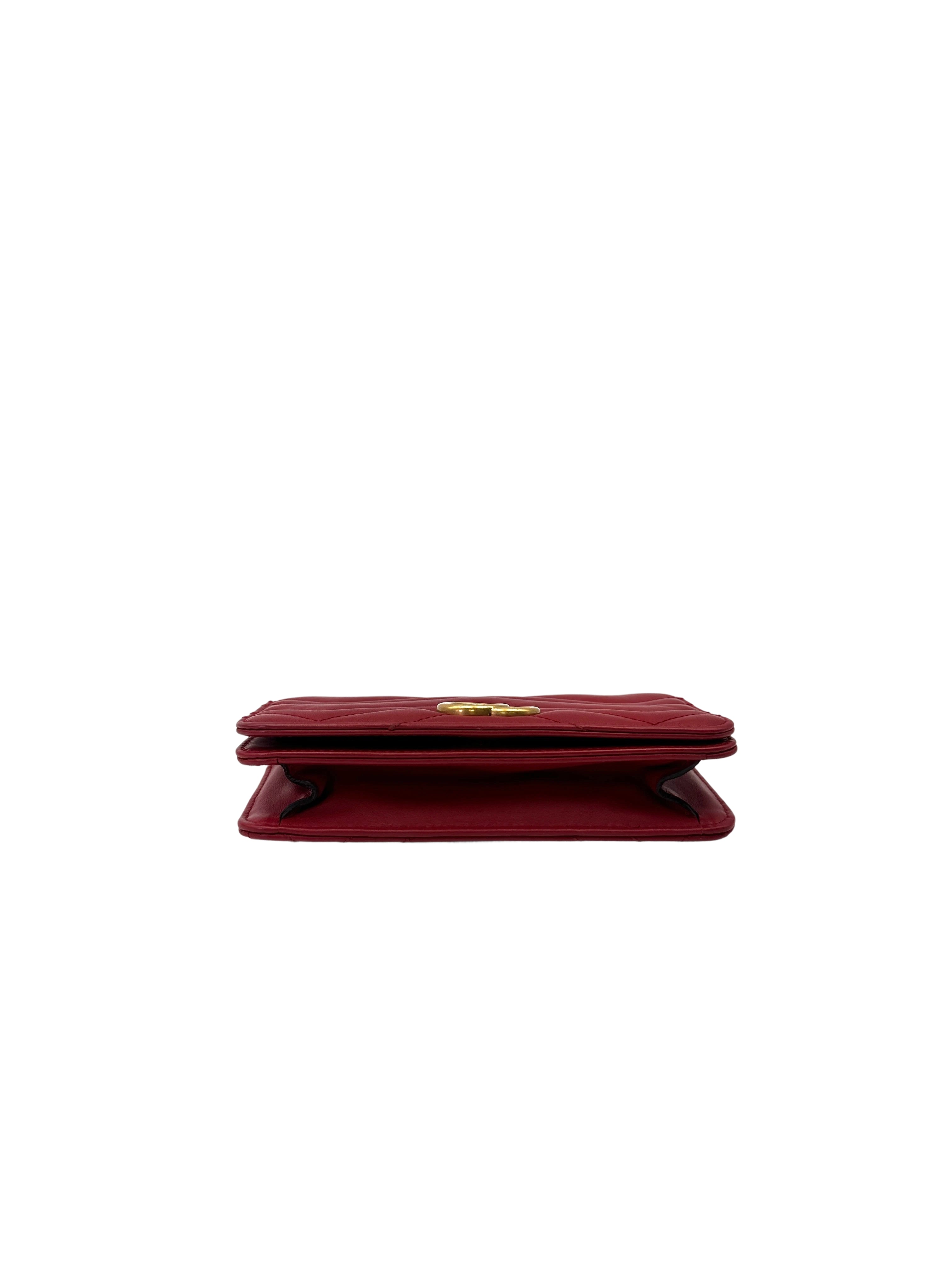 Gucci GG Marmont Red Leather Wallet On Chain GG1107