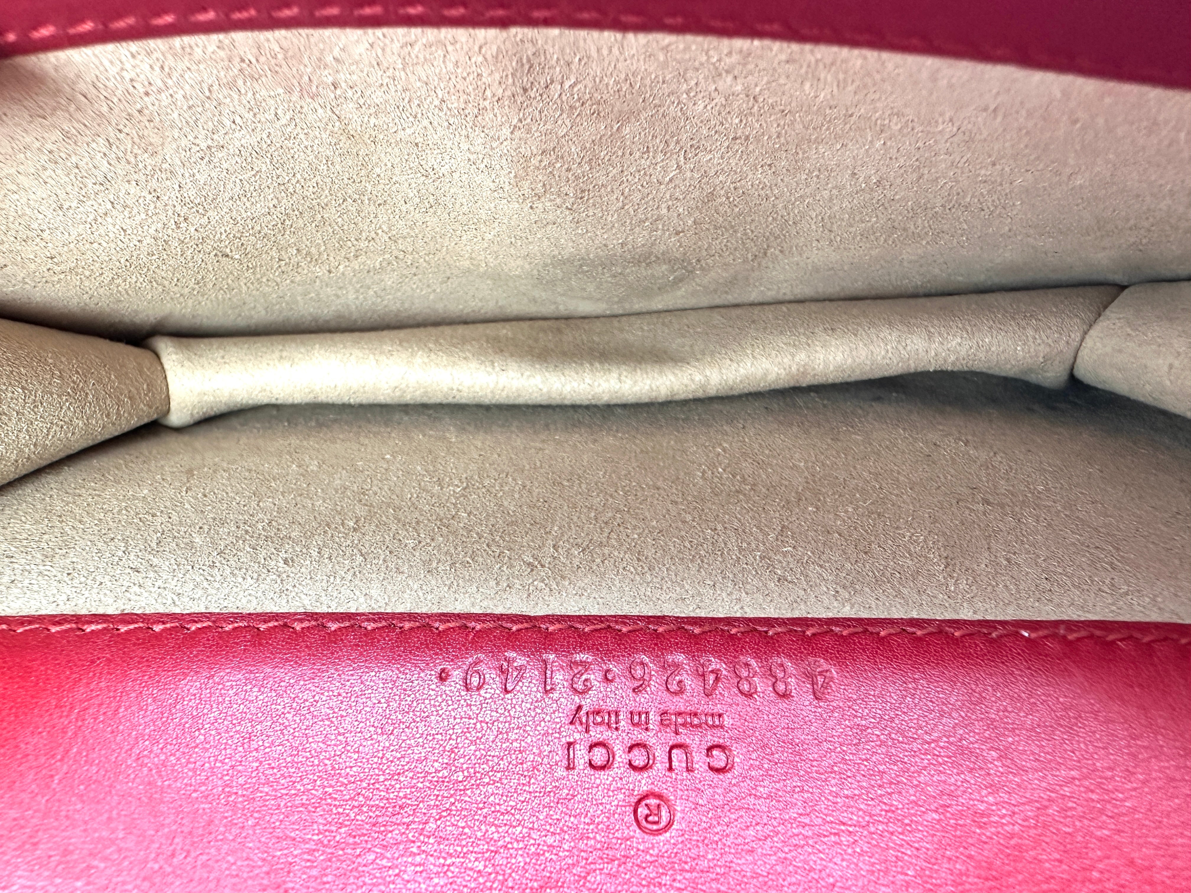 Gucci GG Marmont Red Leather Wallet On Chain GG1107