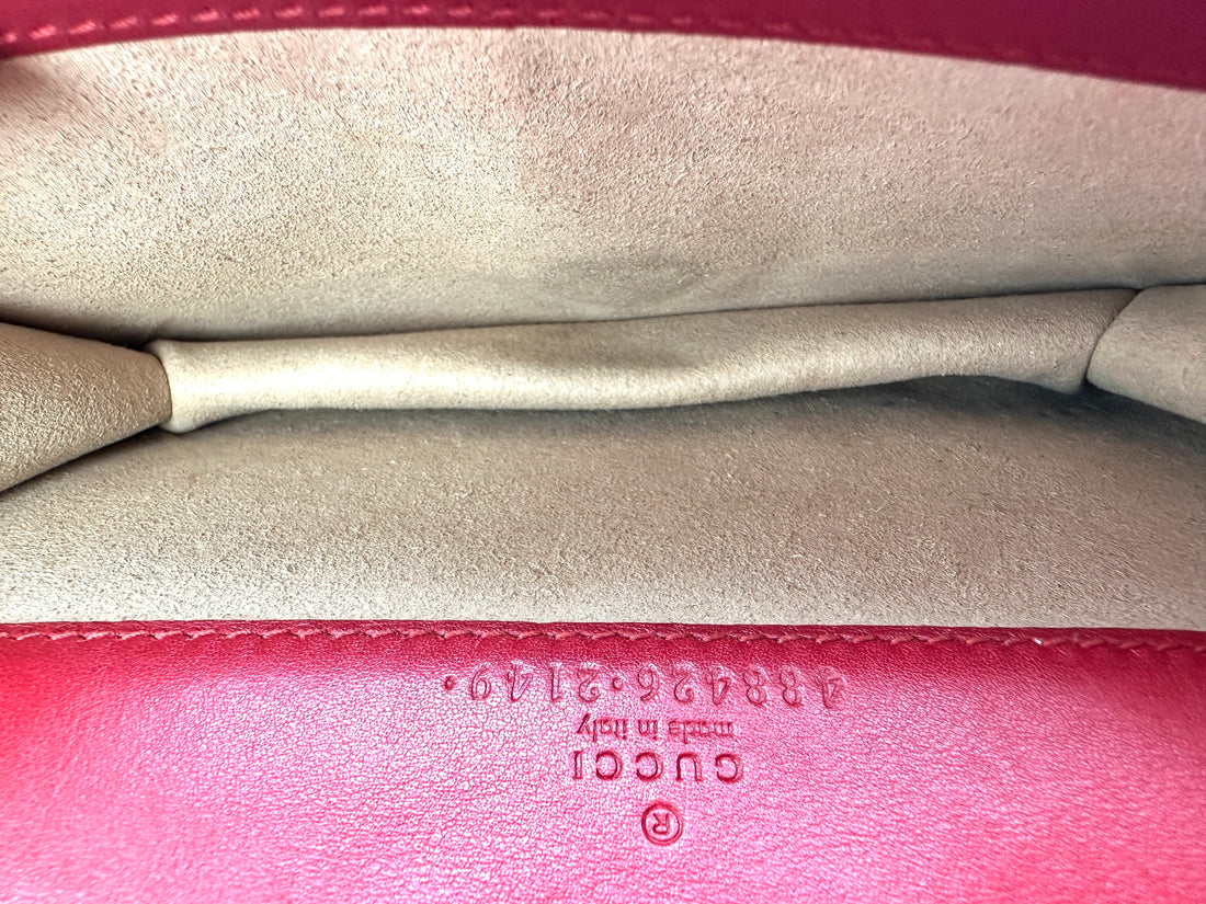 Gucci GG Marmont Red Leather Wallet On Chain GG1107