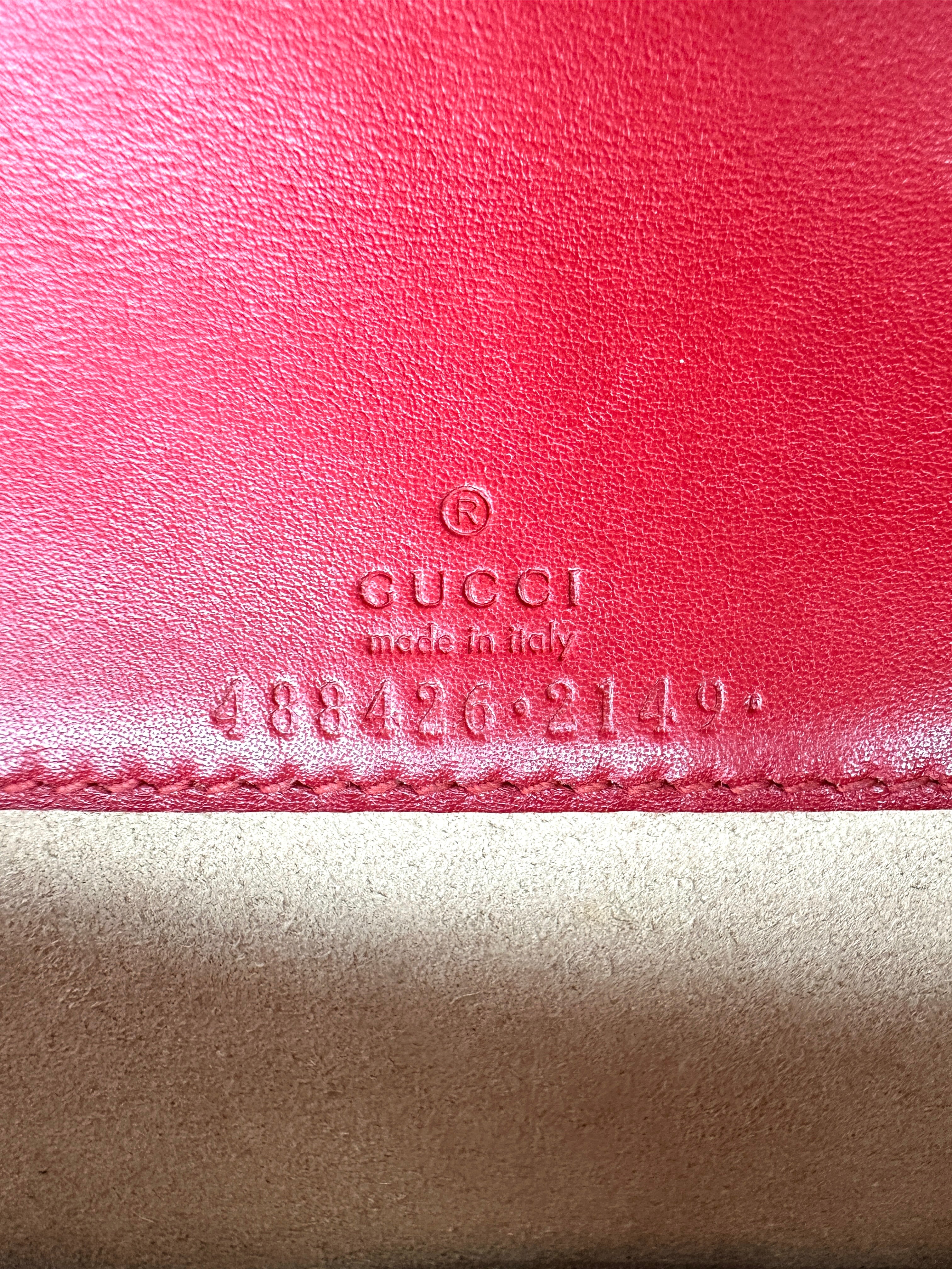 Gucci GG Marmont Red Leather Wallet On Chain GG1107