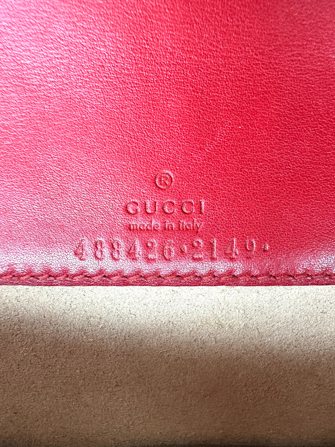 Gucci GG Marmont Red Leather Wallet On Chain GG1107