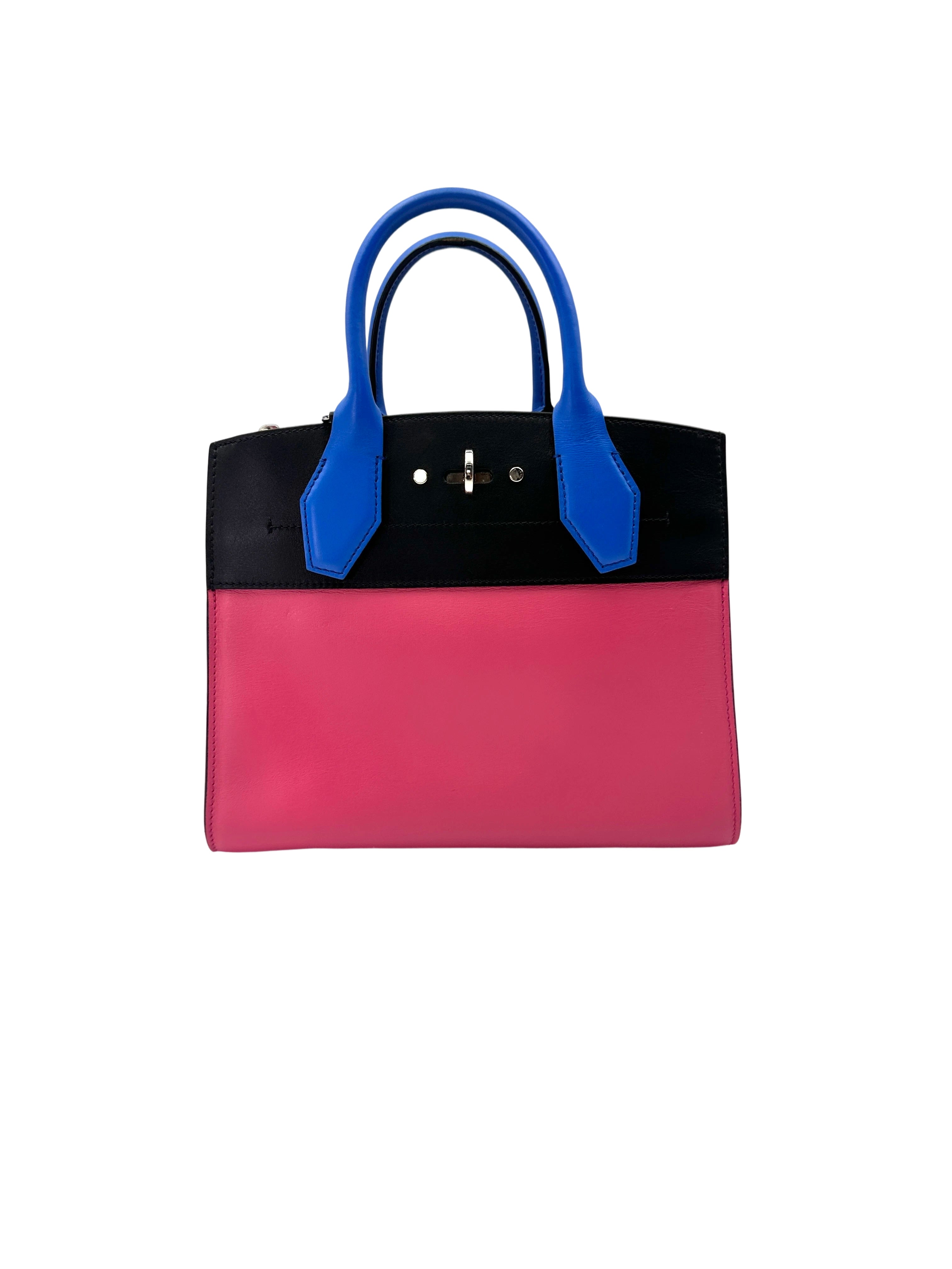 Louis Vuitton City Steamer Black/Pink Grained Leather Handle Bag LV2844