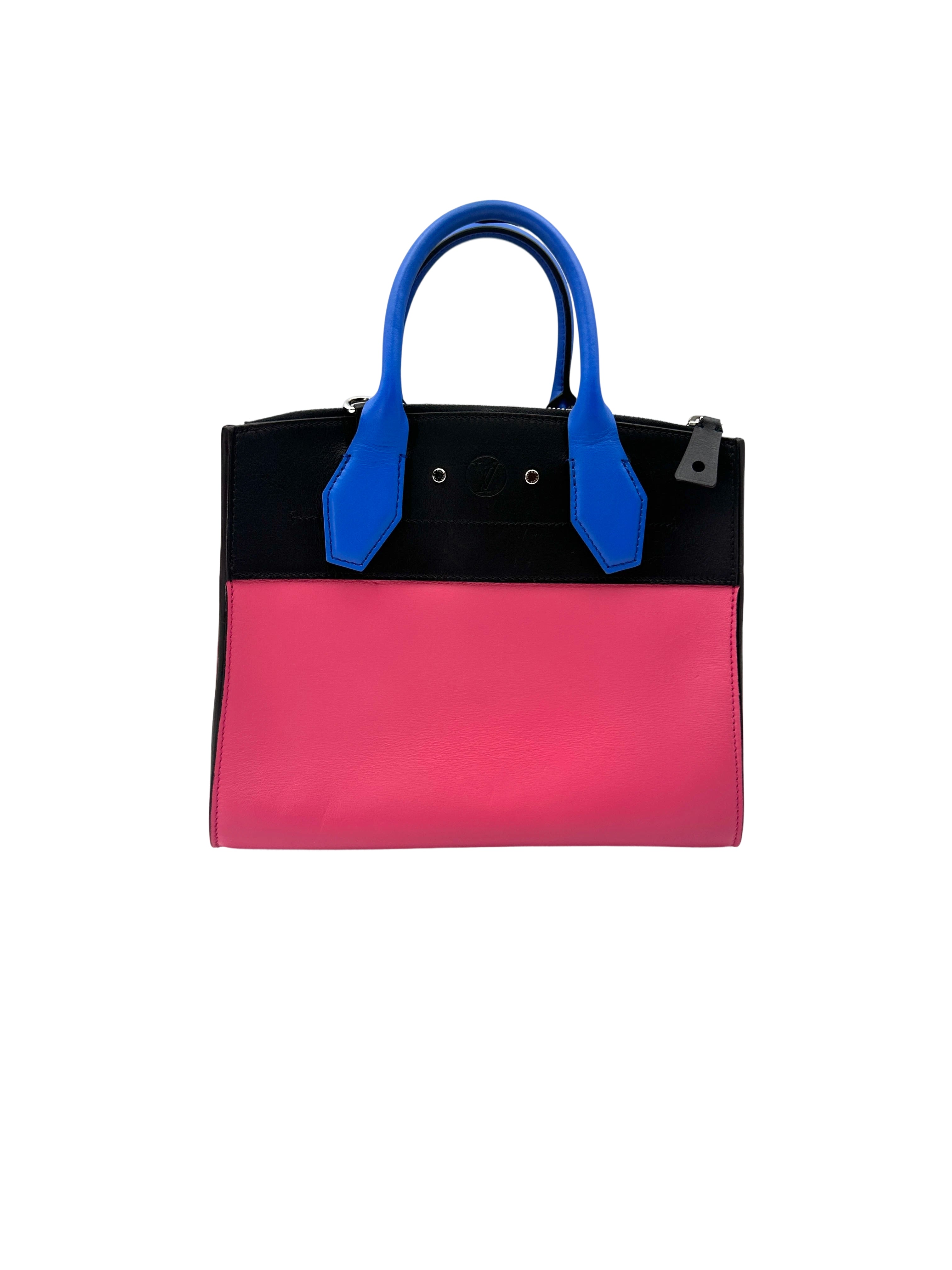 Louis Vuitton City Steamer Black/Pink Grained Leather Handle Bag LV2844