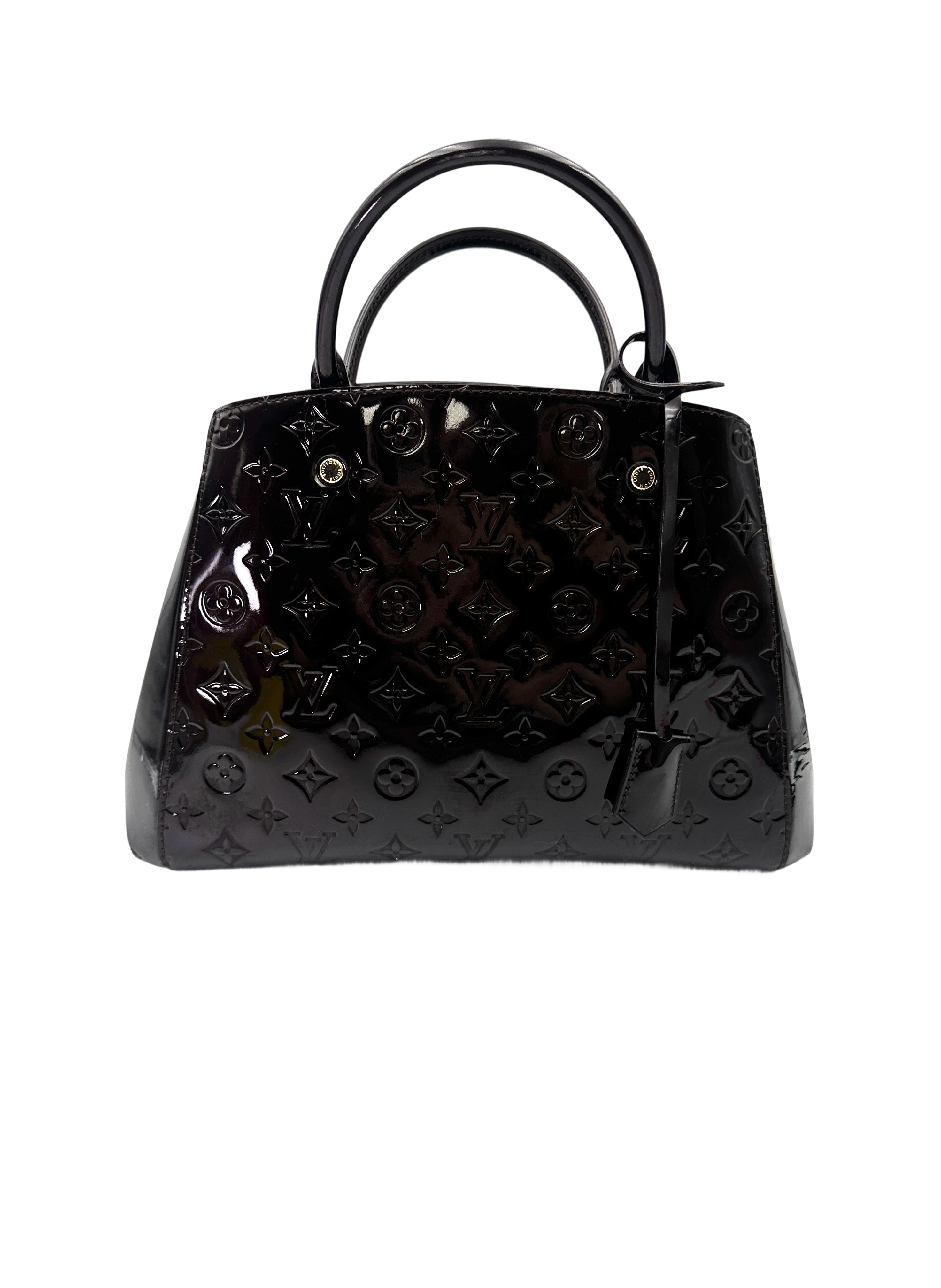 Louis Vuitton Montaigne MM Dark Red Monogram Vernis Handle Bag LV2843