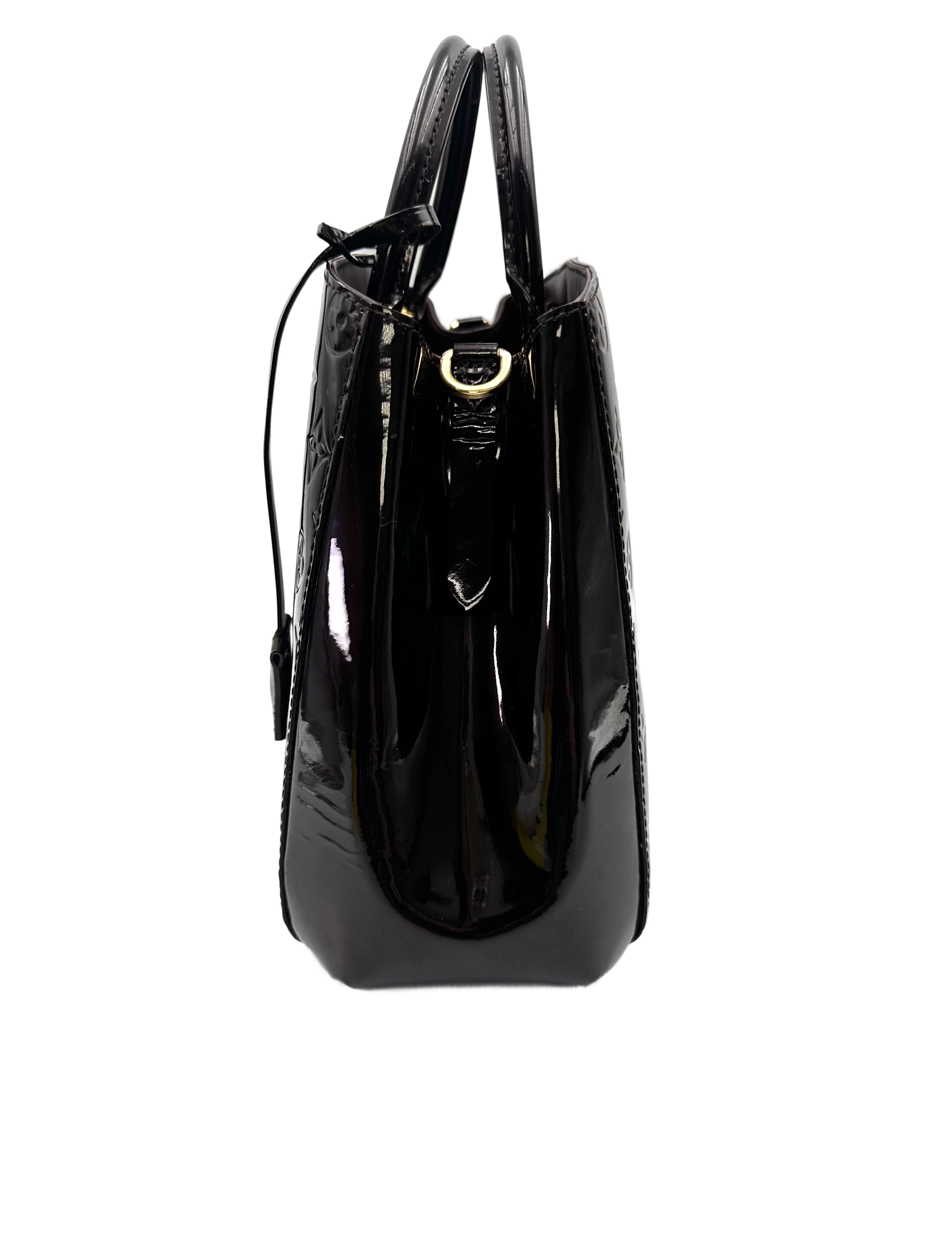 Louis Vuitton Montaigne MM Dark Red Monogram Vernis Handle Bag LV2843