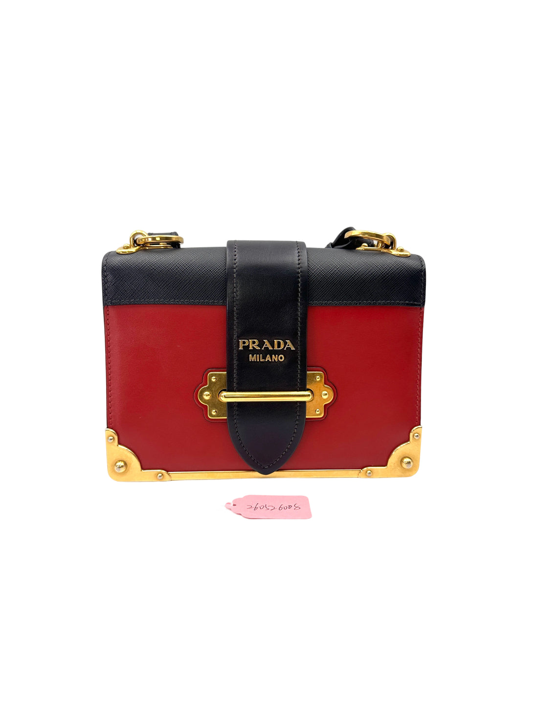 Prada Cahier Black/Red Leather Shoulder Bag PR388