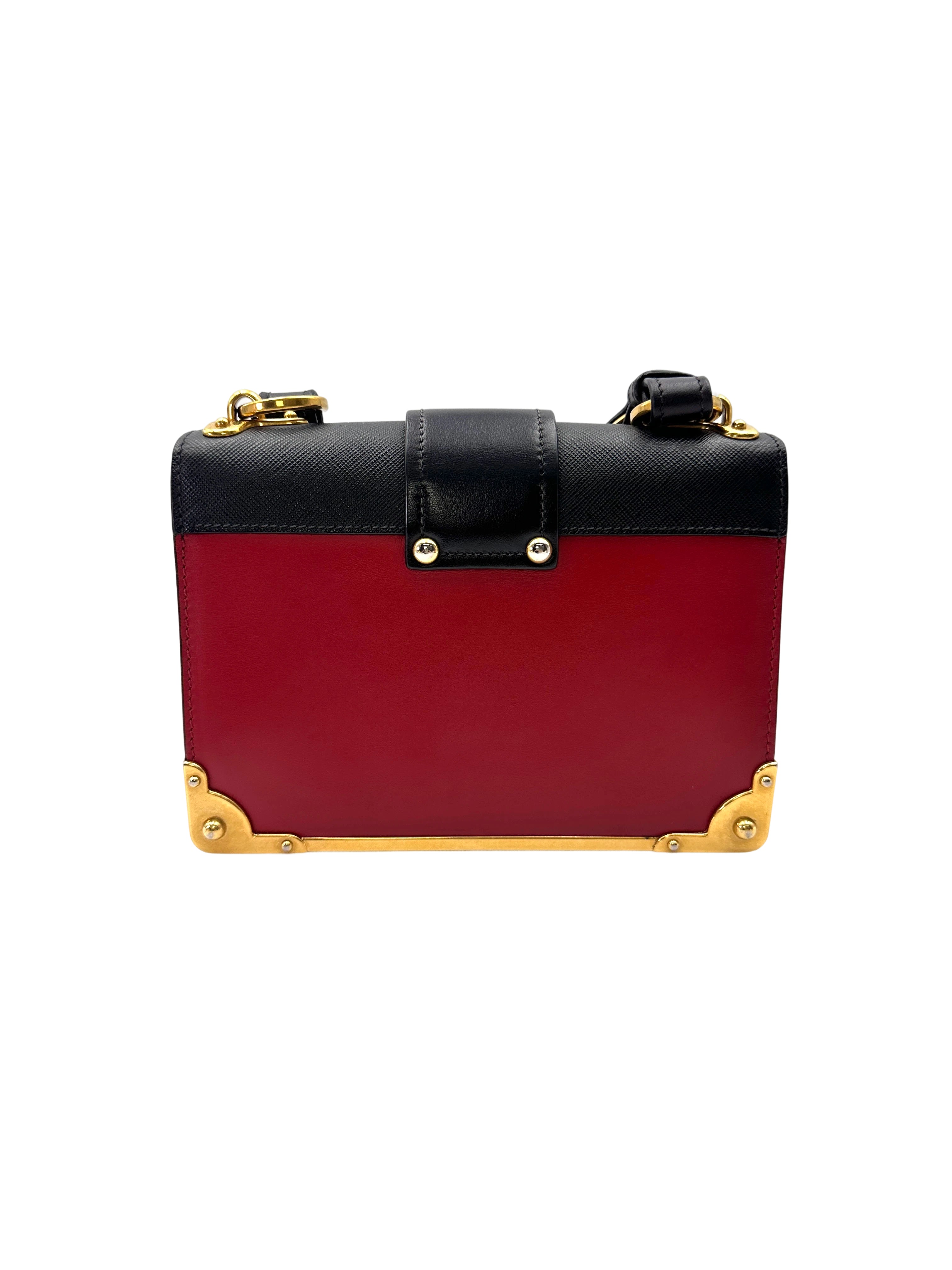 Prada Cahier Black/Red Leather Shoulder Bag PR388