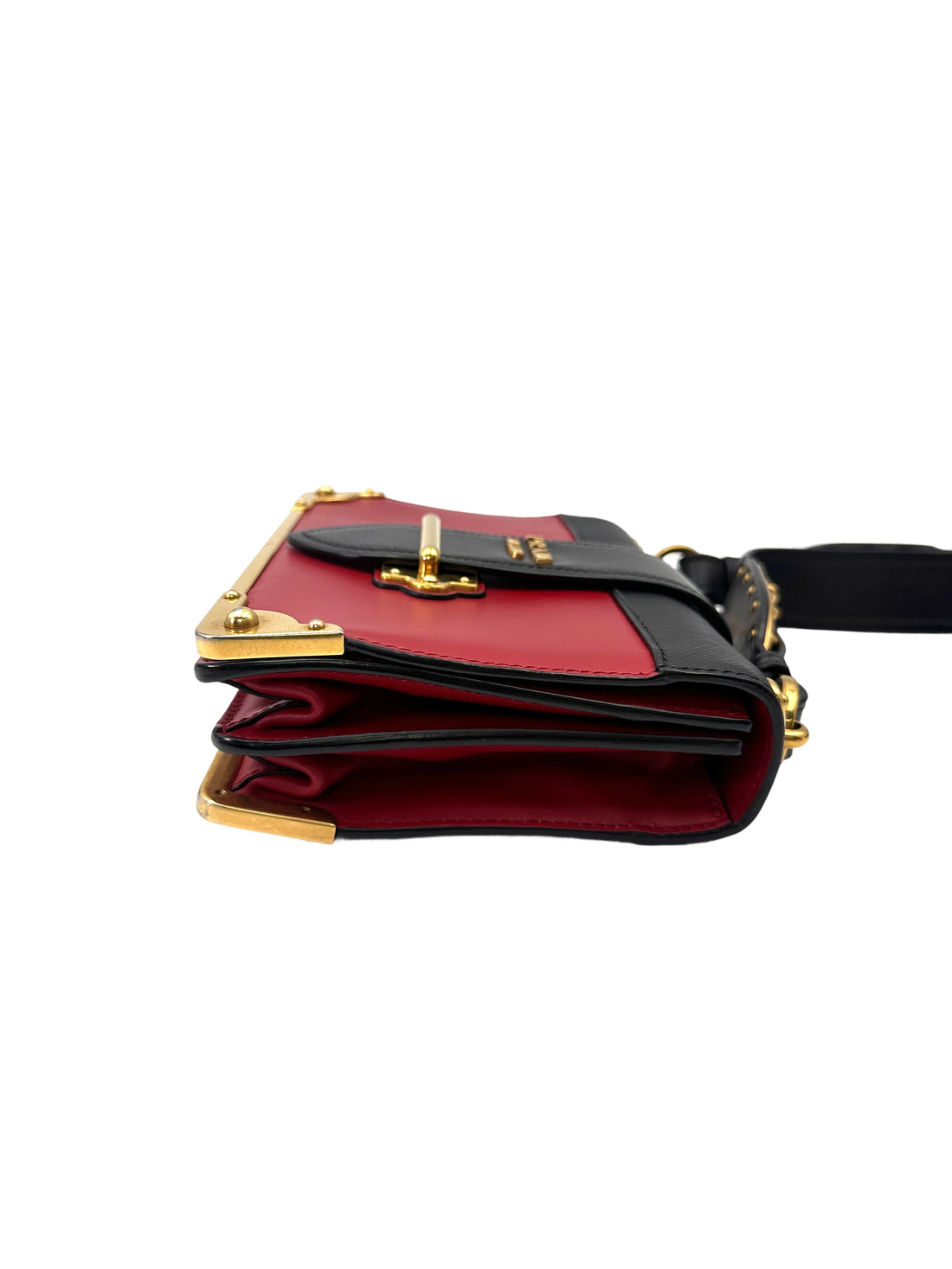 Prada Cahier Black/Red Leather Shoulder Bag PR388
