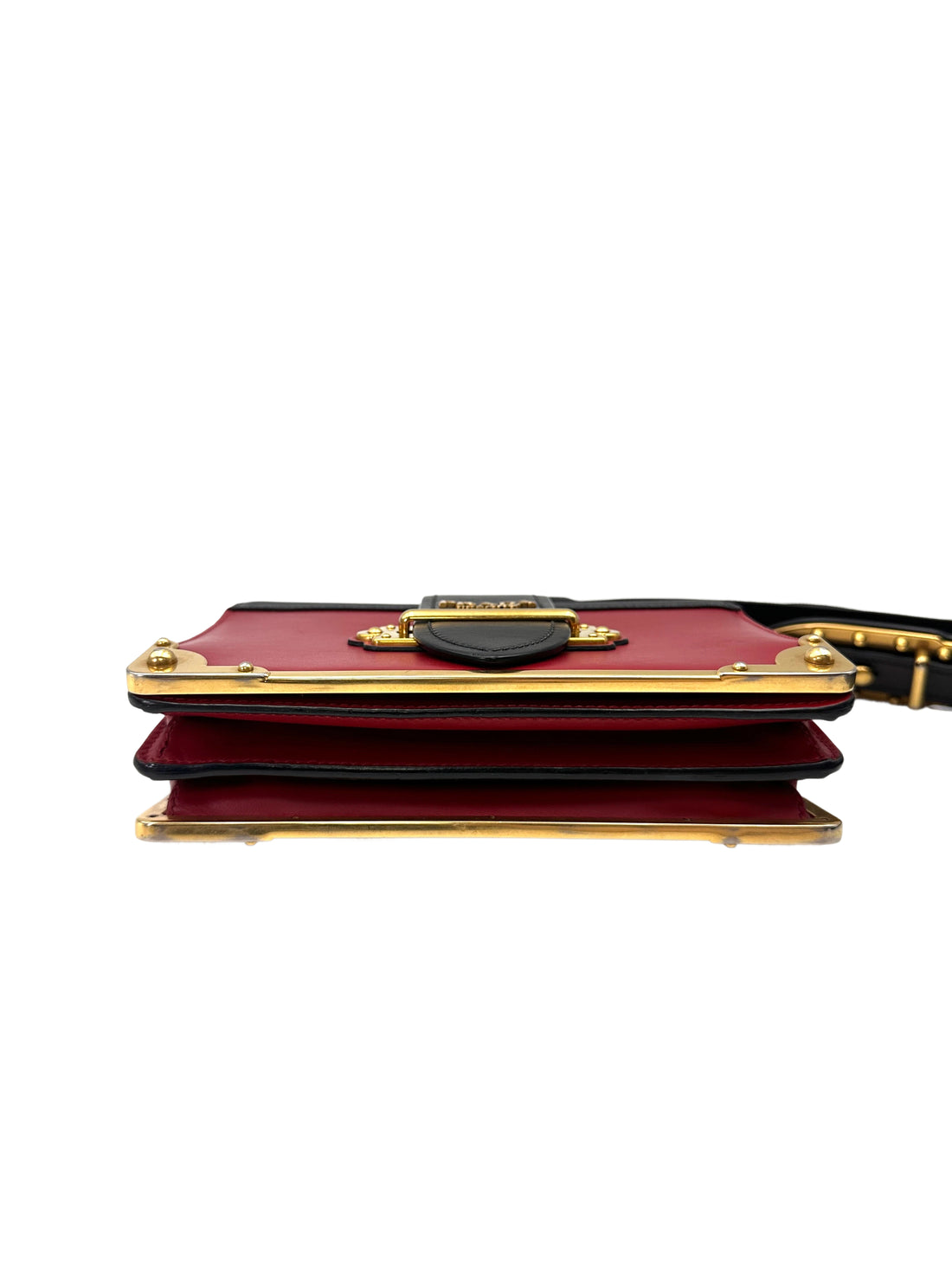 Prada Cahier Black/Red Leather Shoulder Bag PR388