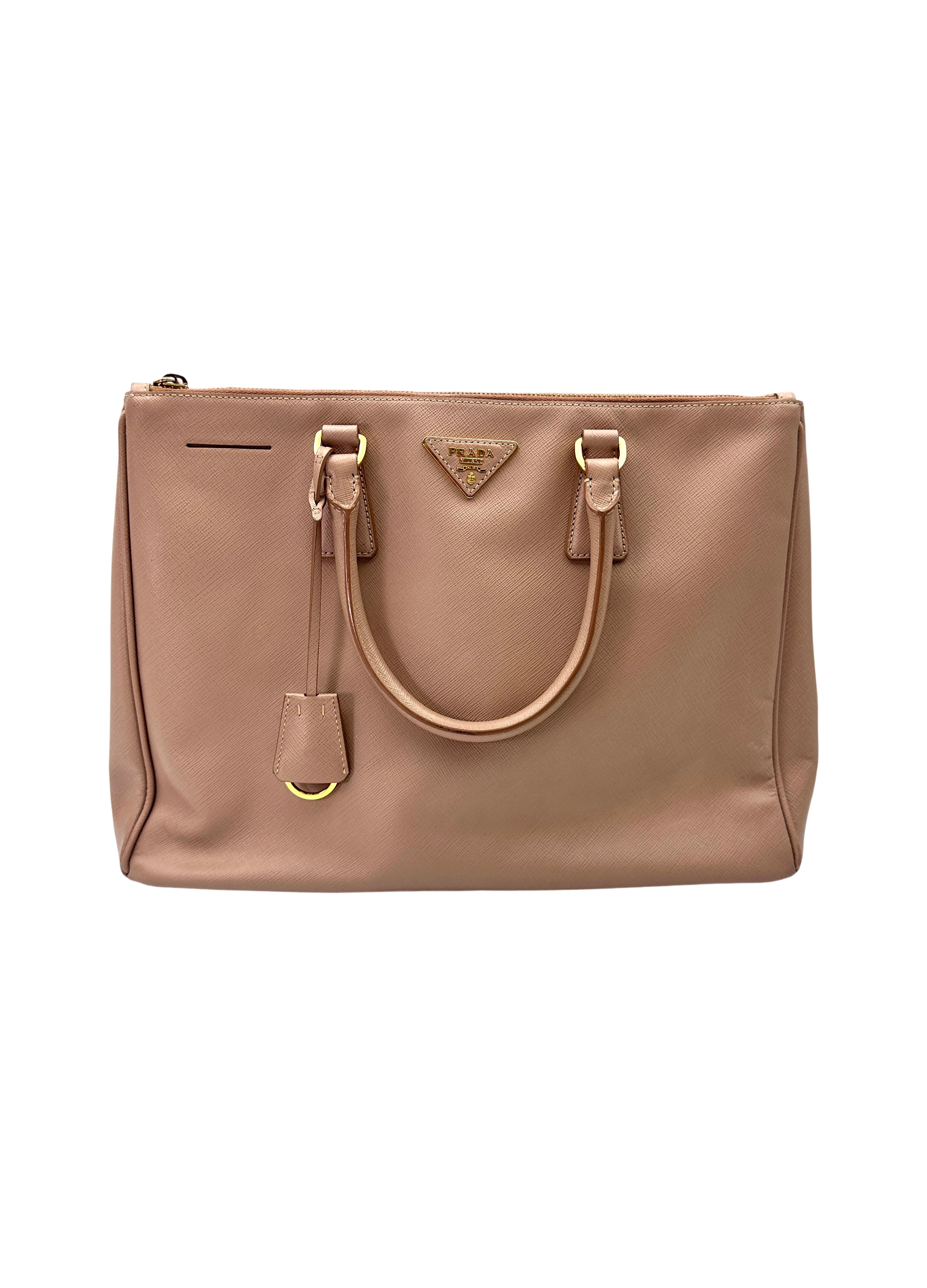 Prada Galleria Pink Saffiano Leather Handle Bag PR387