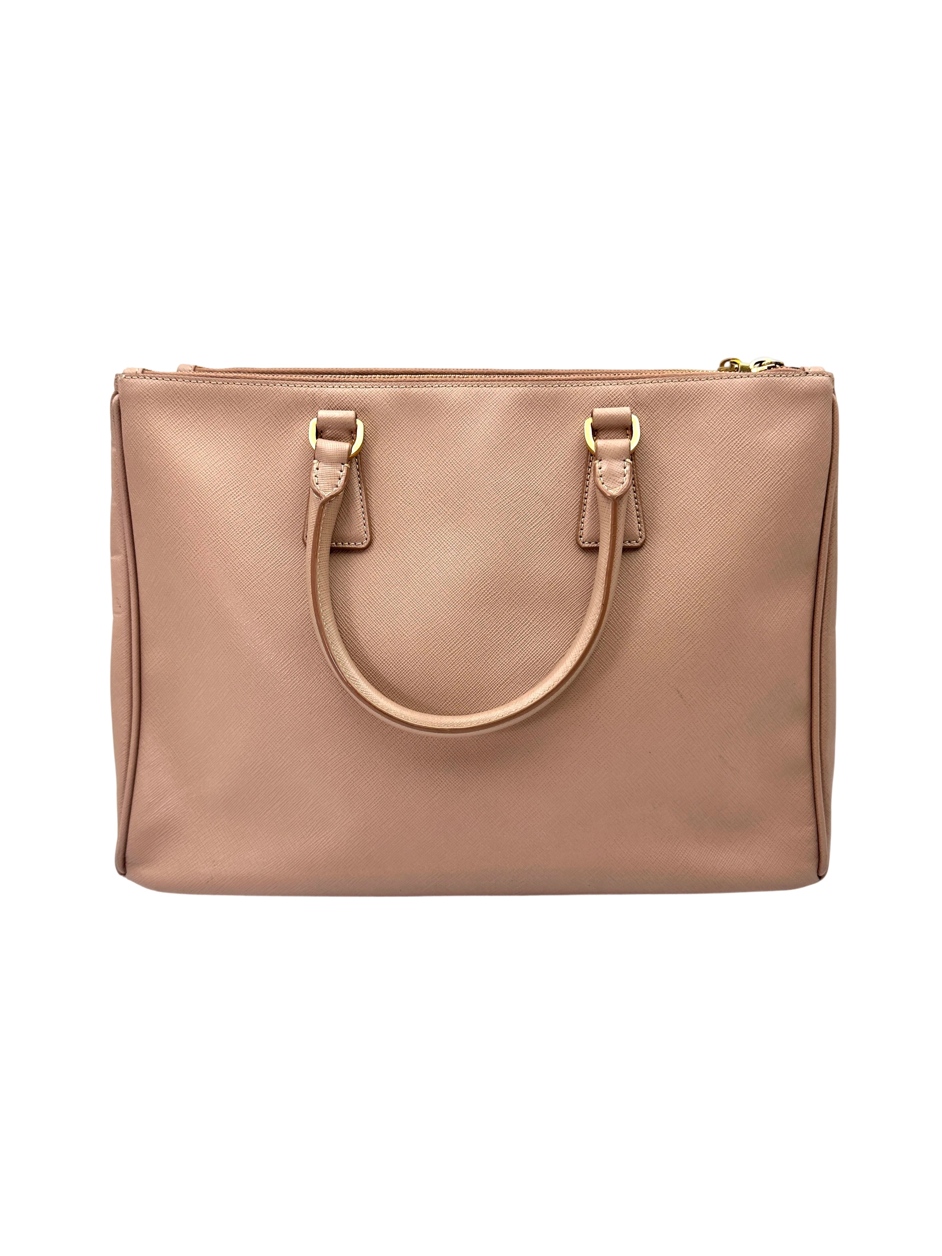 Prada Galleria Pink Saffiano Leather Handle Bag PR387