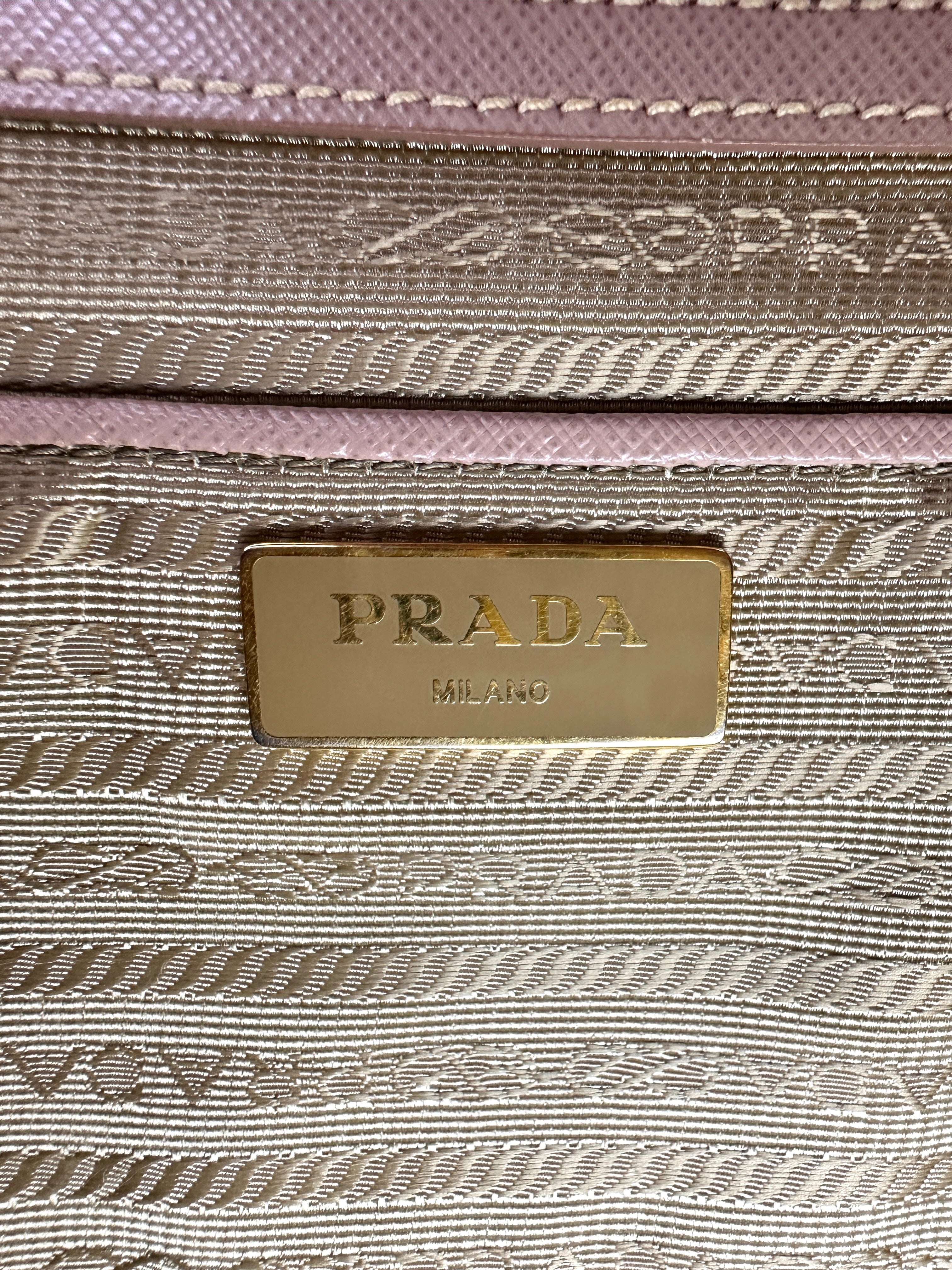 Prada Galleria Pink Saffiano Leather Handle Bag PR387