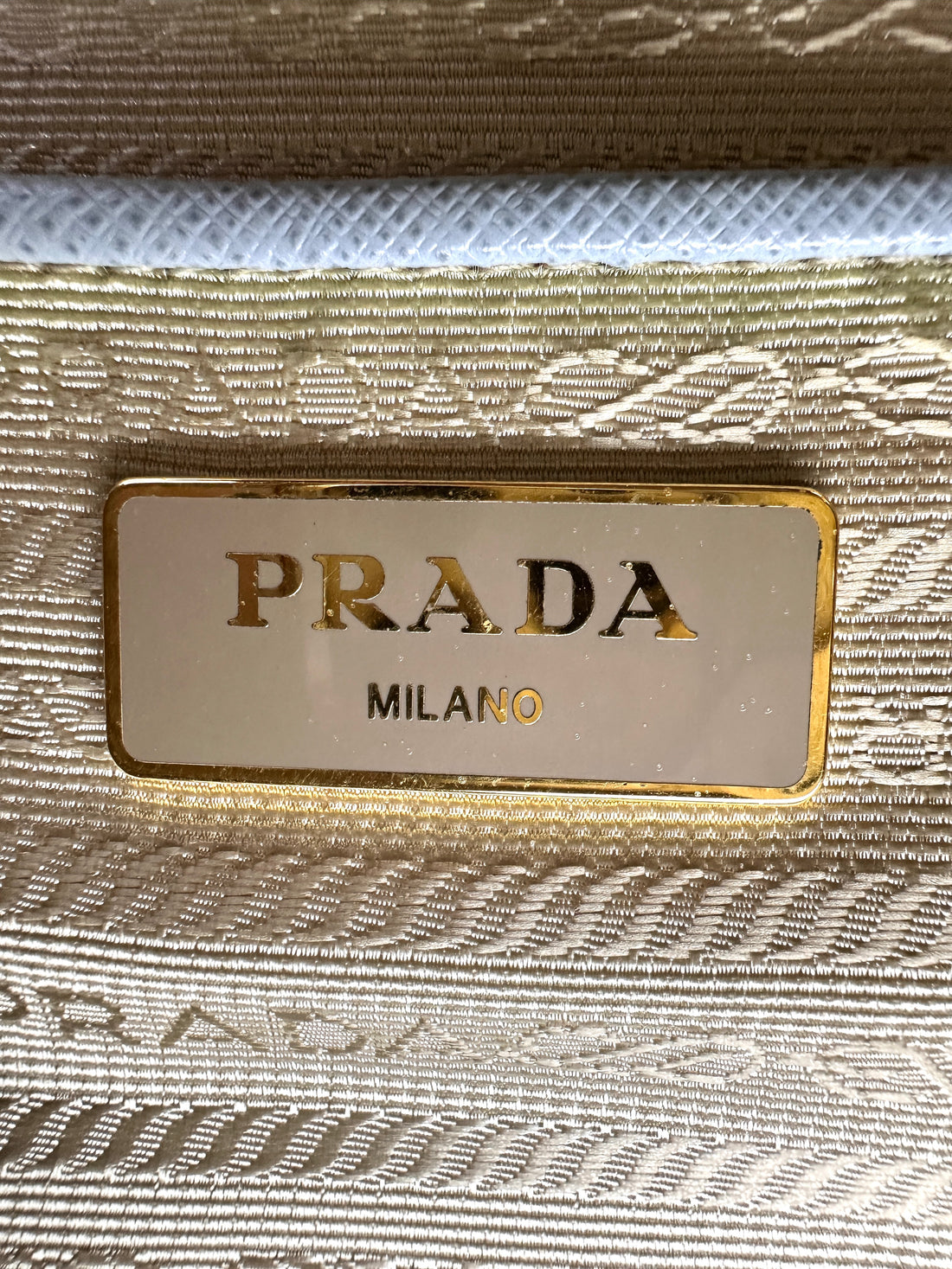 Prada Galleria Blue/White Saffiano Leather Medium Size Handle Bag PR386
