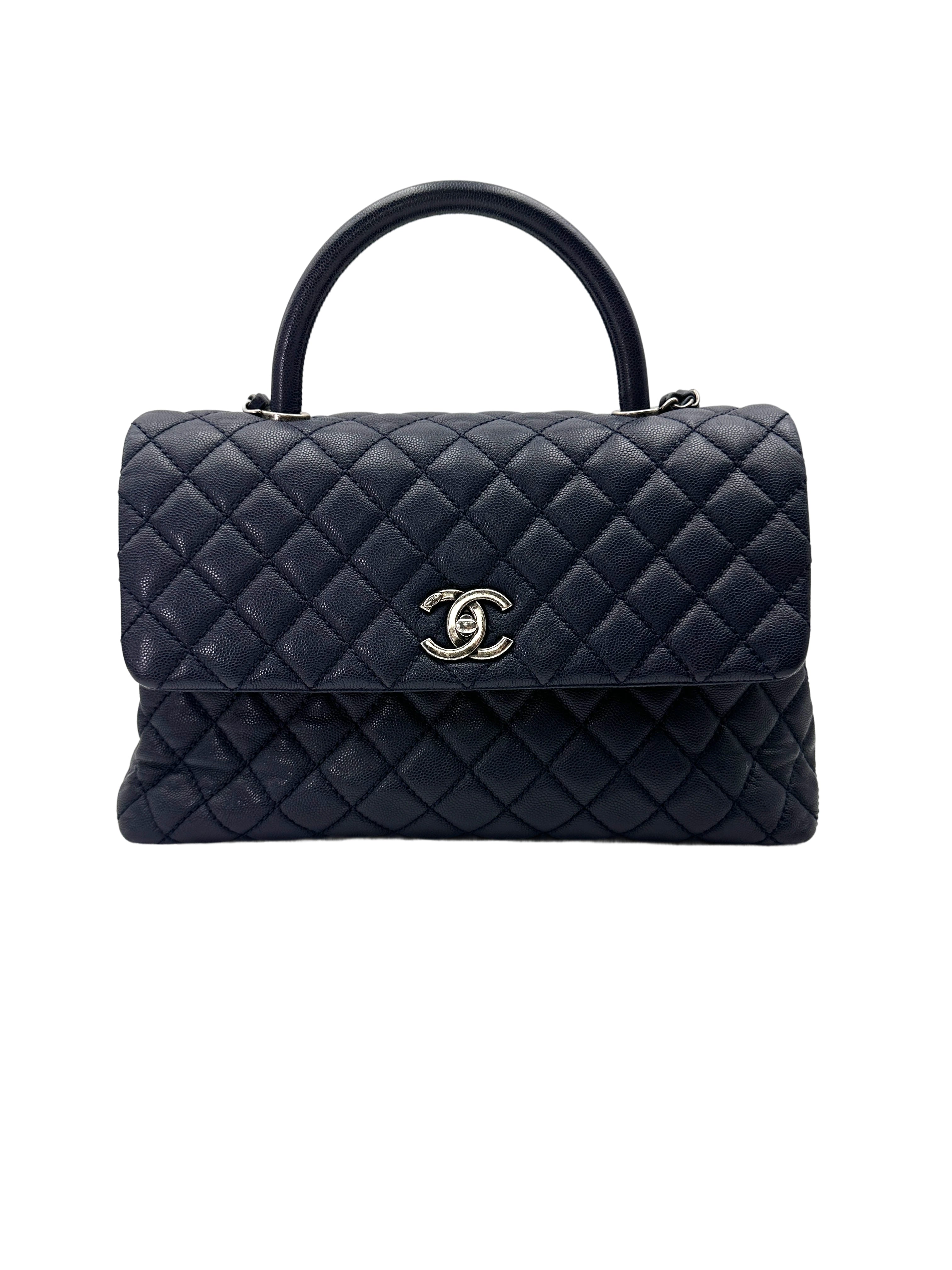 Chanel CoCo Handle Navy Quilted Calfskin Large Size Shoulder Bag(22***56) CC2028