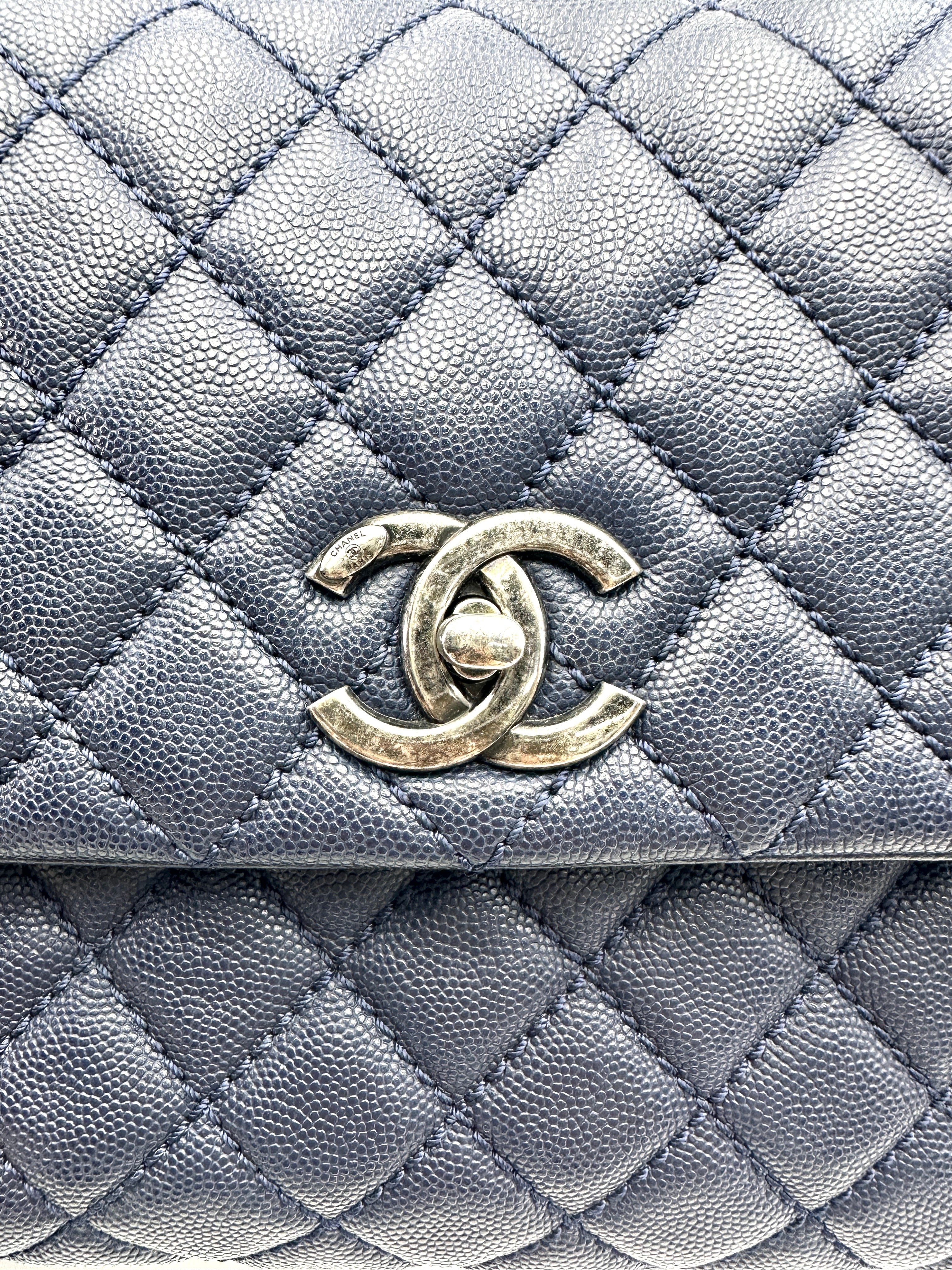 Chanel CoCo Handle Navy Quilted Calfskin Large Size Shoulder Bag(22***56) CC2028