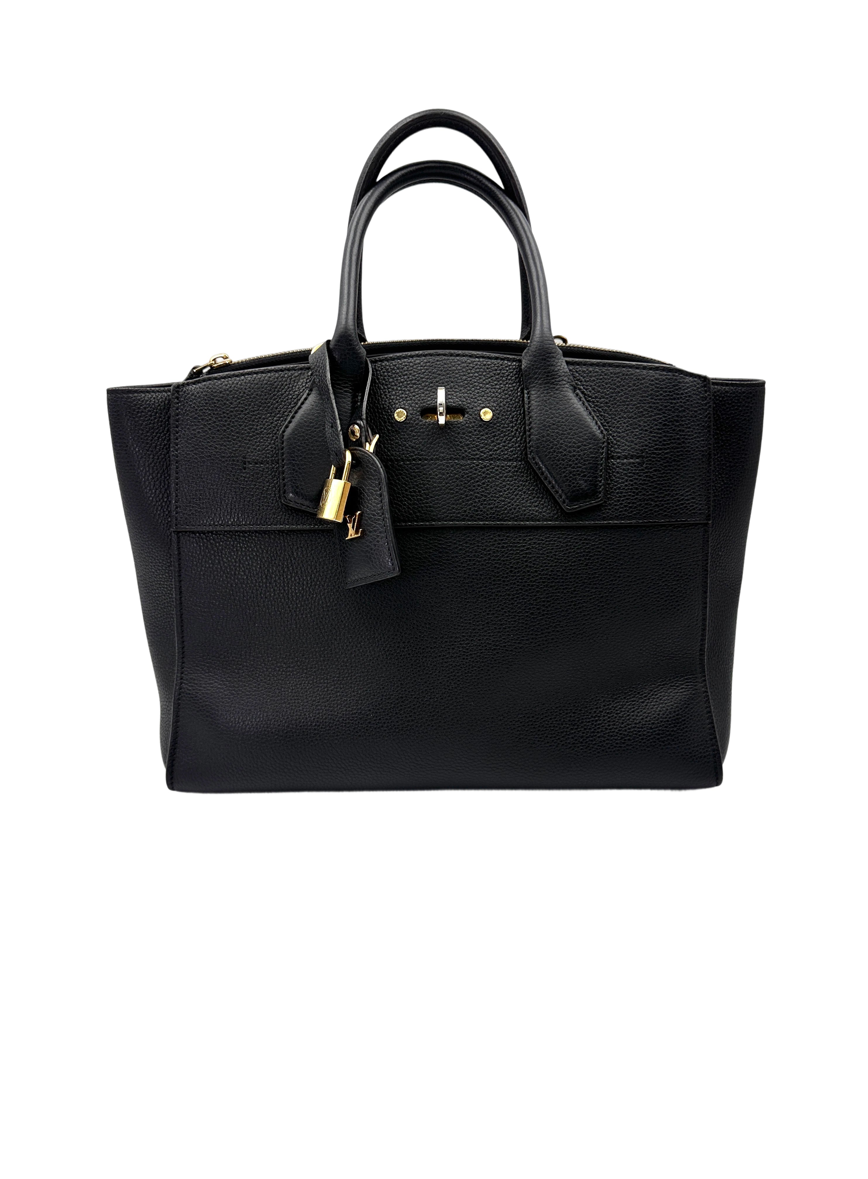 Louis Vuitton City Steamer MM Black Grained Leather Handle Bag LV2842