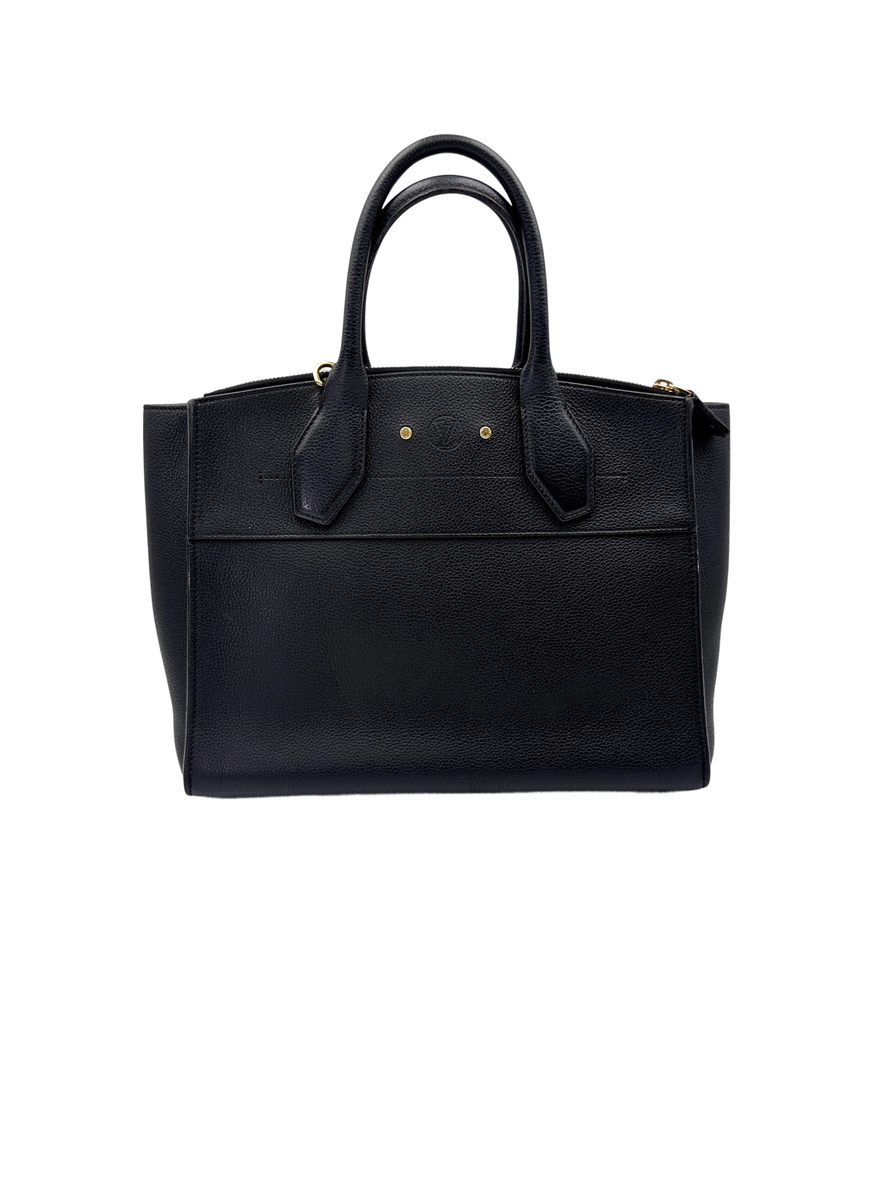 Louis Vuitton City Steamer MM Black Grained Leather Handle Bag LV2842