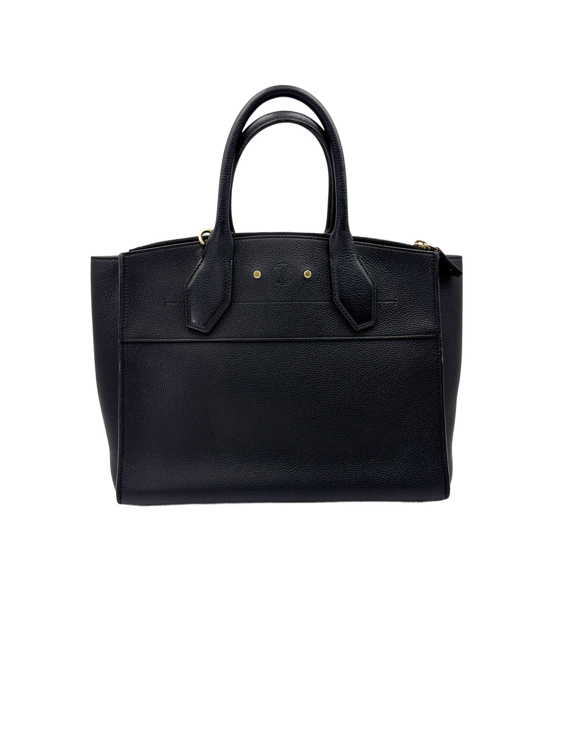 Louis Vuitton City Steamer MM Black Grained Leather Handle Bag LV2842