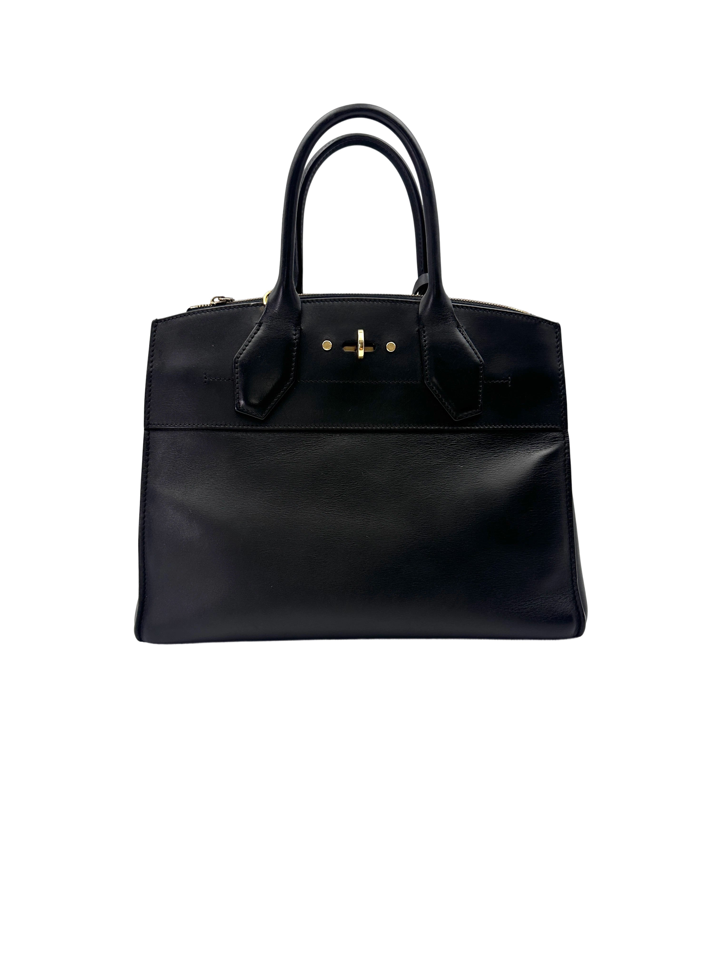 Louis Vuitton City Steamer Black Grained Leather Handle Bag LV2846