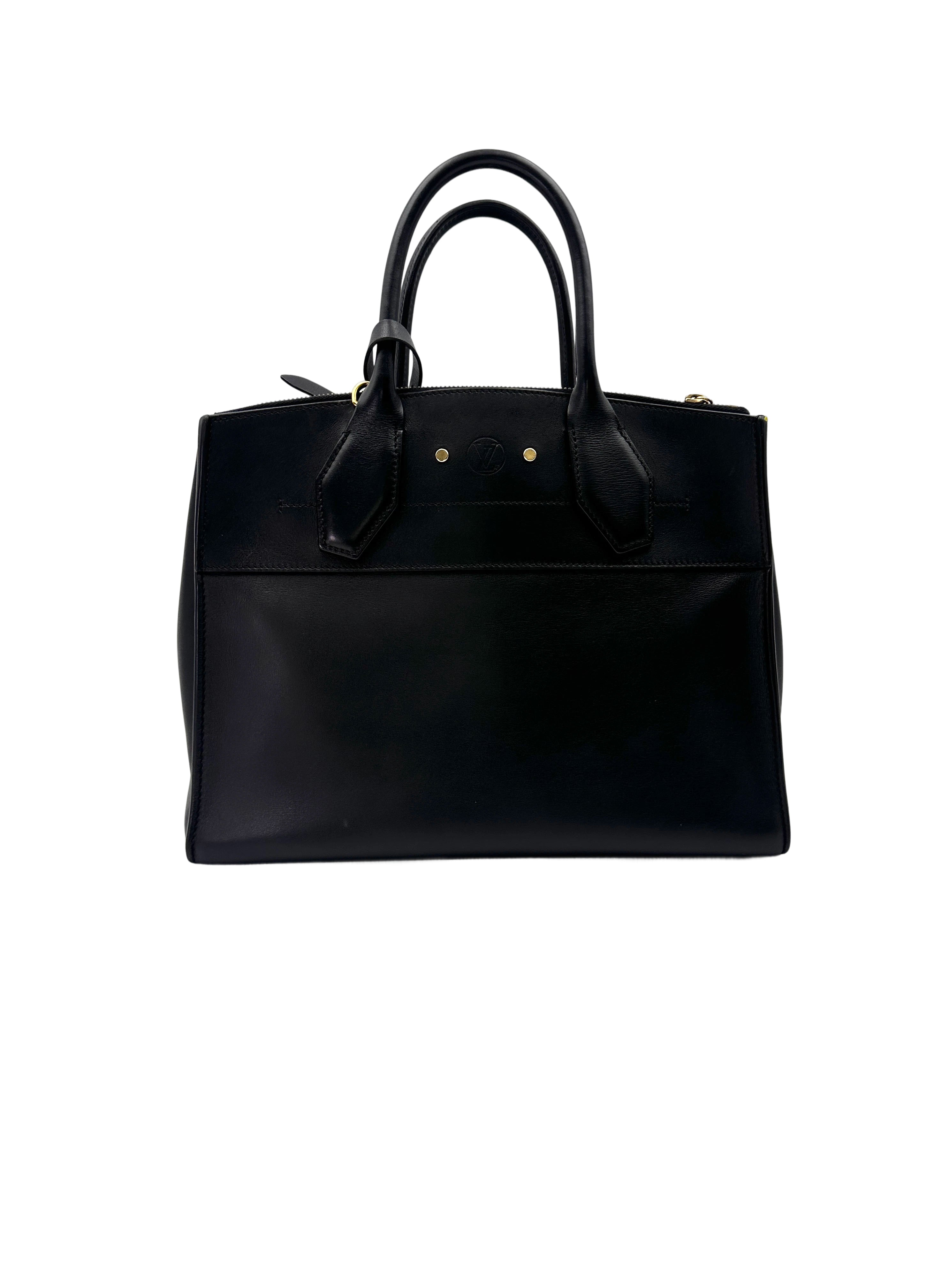 Louis Vuitton City Steamer Black Grained Leather Handle Bag LV2846