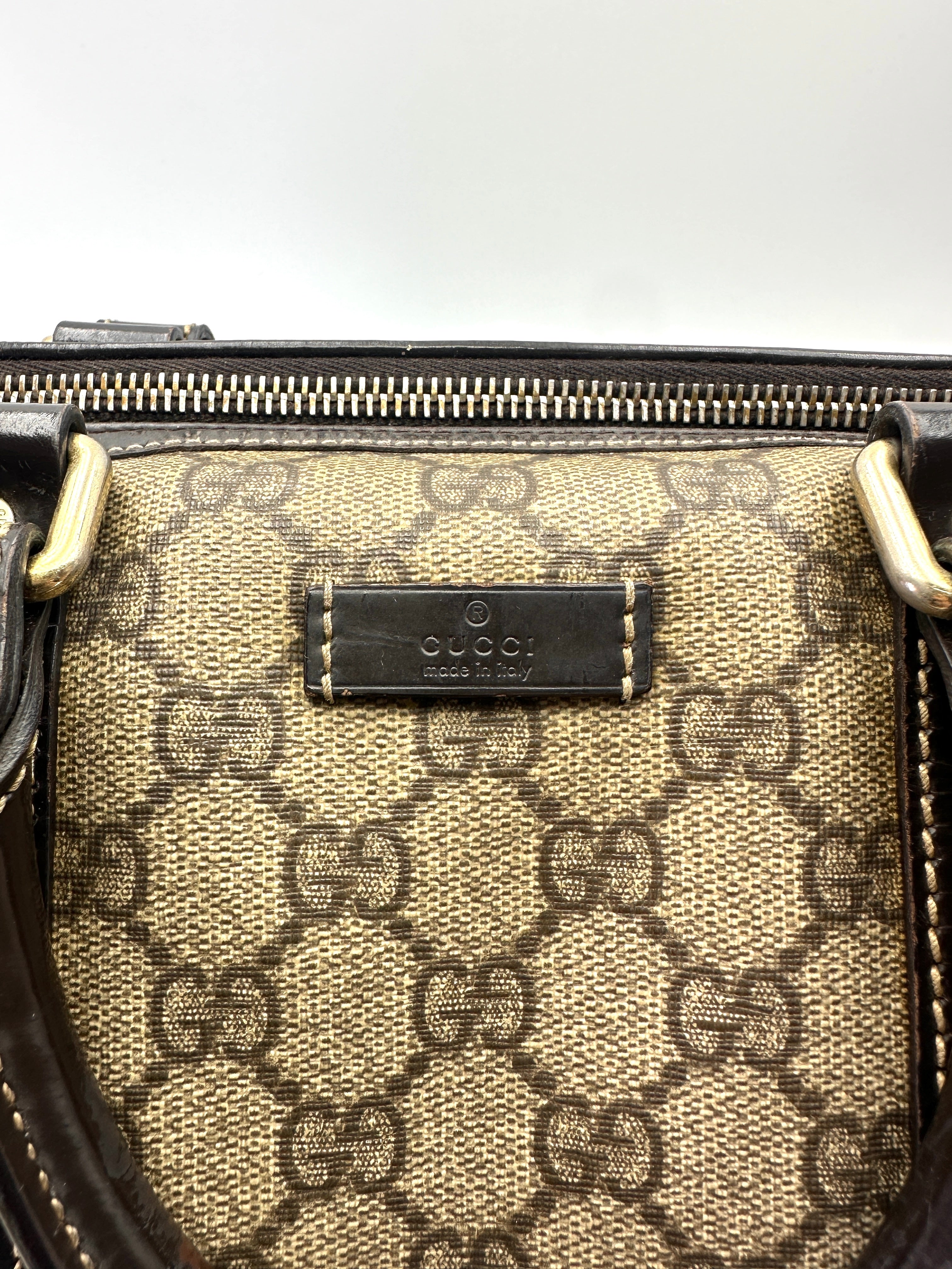 Gucci GG Canvas Boston Bag With Black Stripe GG1113