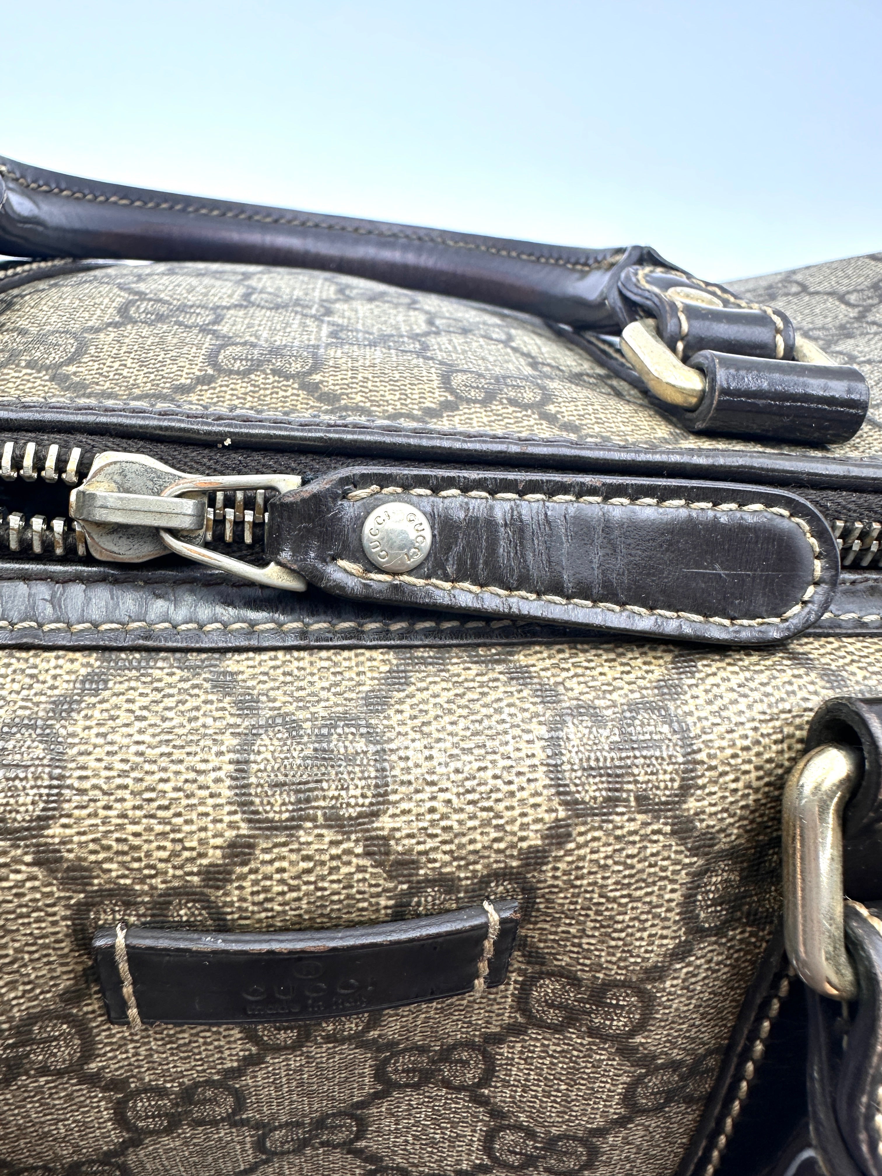 Gucci GG Canvas Boston Bag With Black Stripe GG1113