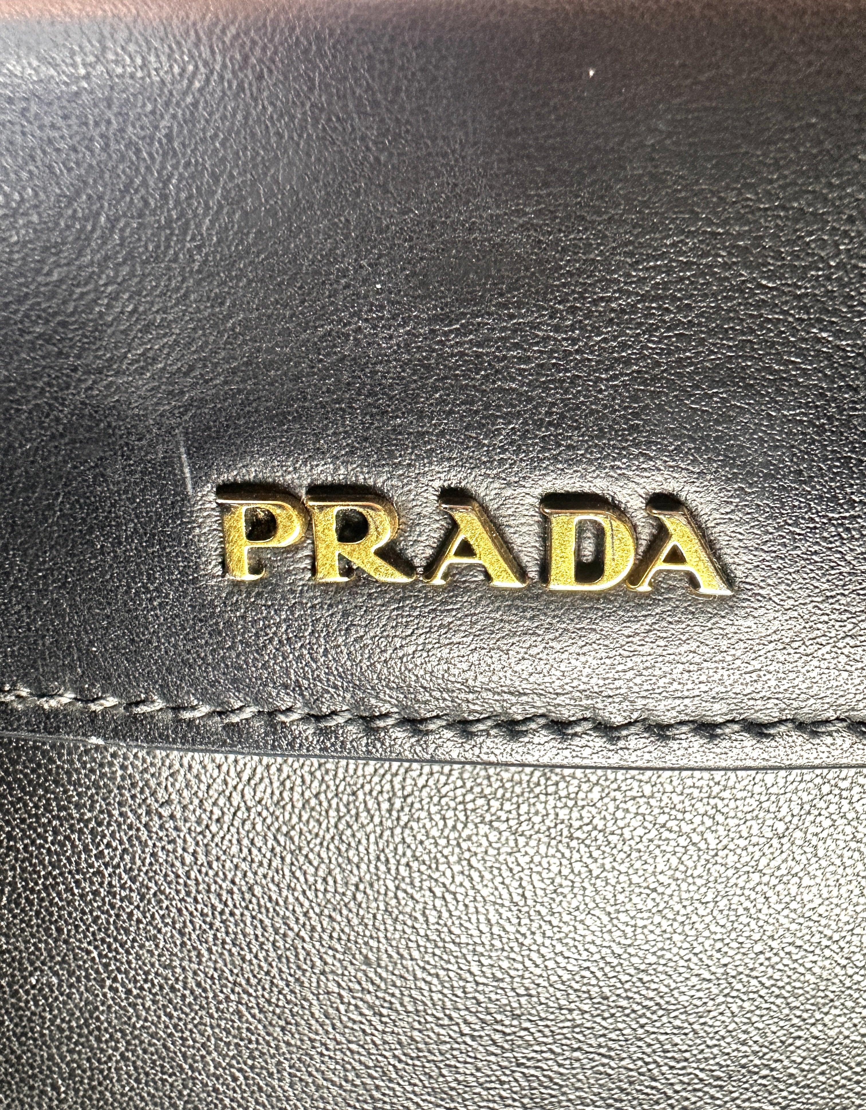 Prada Esplanade Black/Red Saffiano Leather Small Size Handle Bag PR390