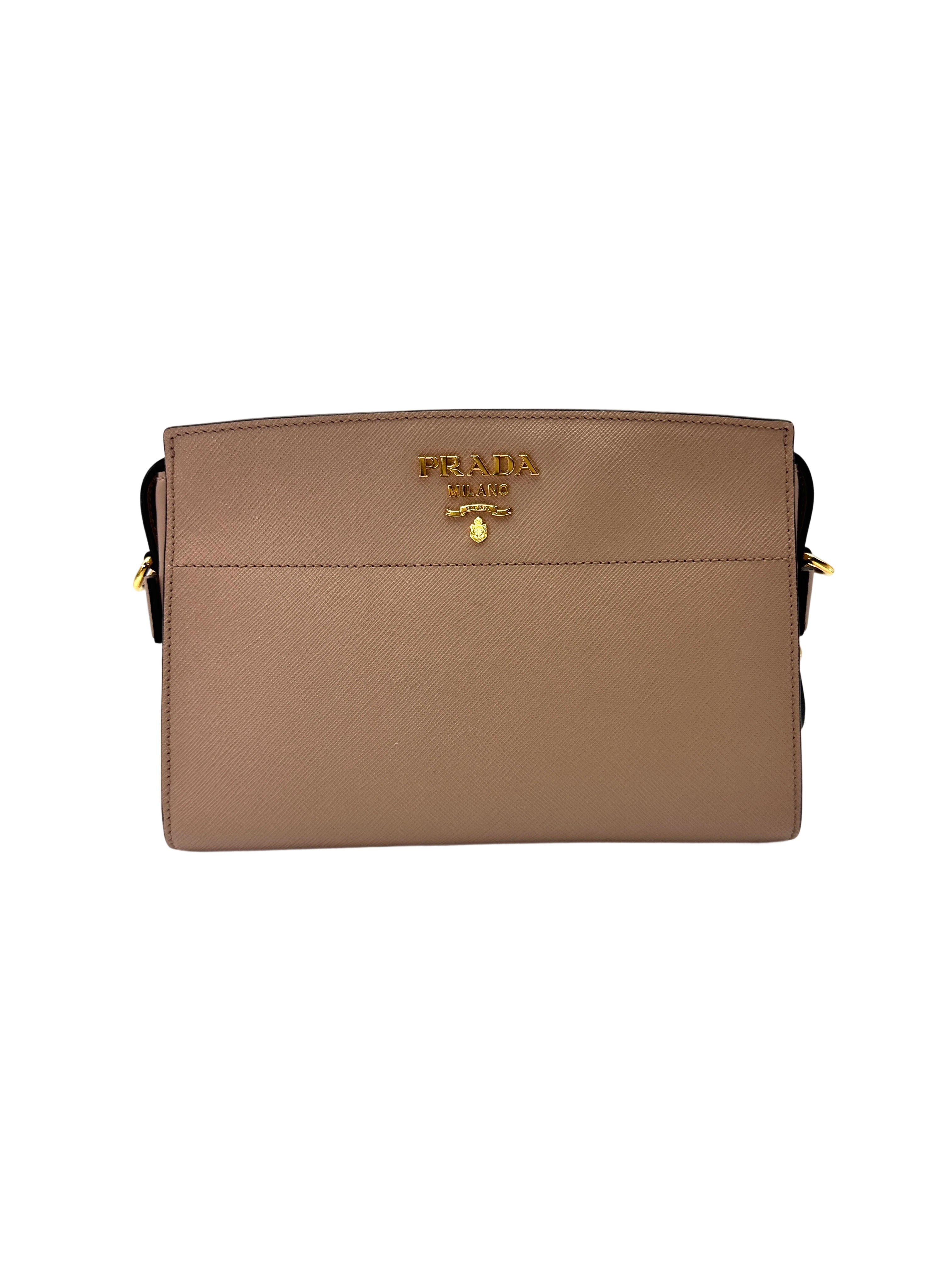 Prada Beige Saffiano Leather Shoulder Bag PR389