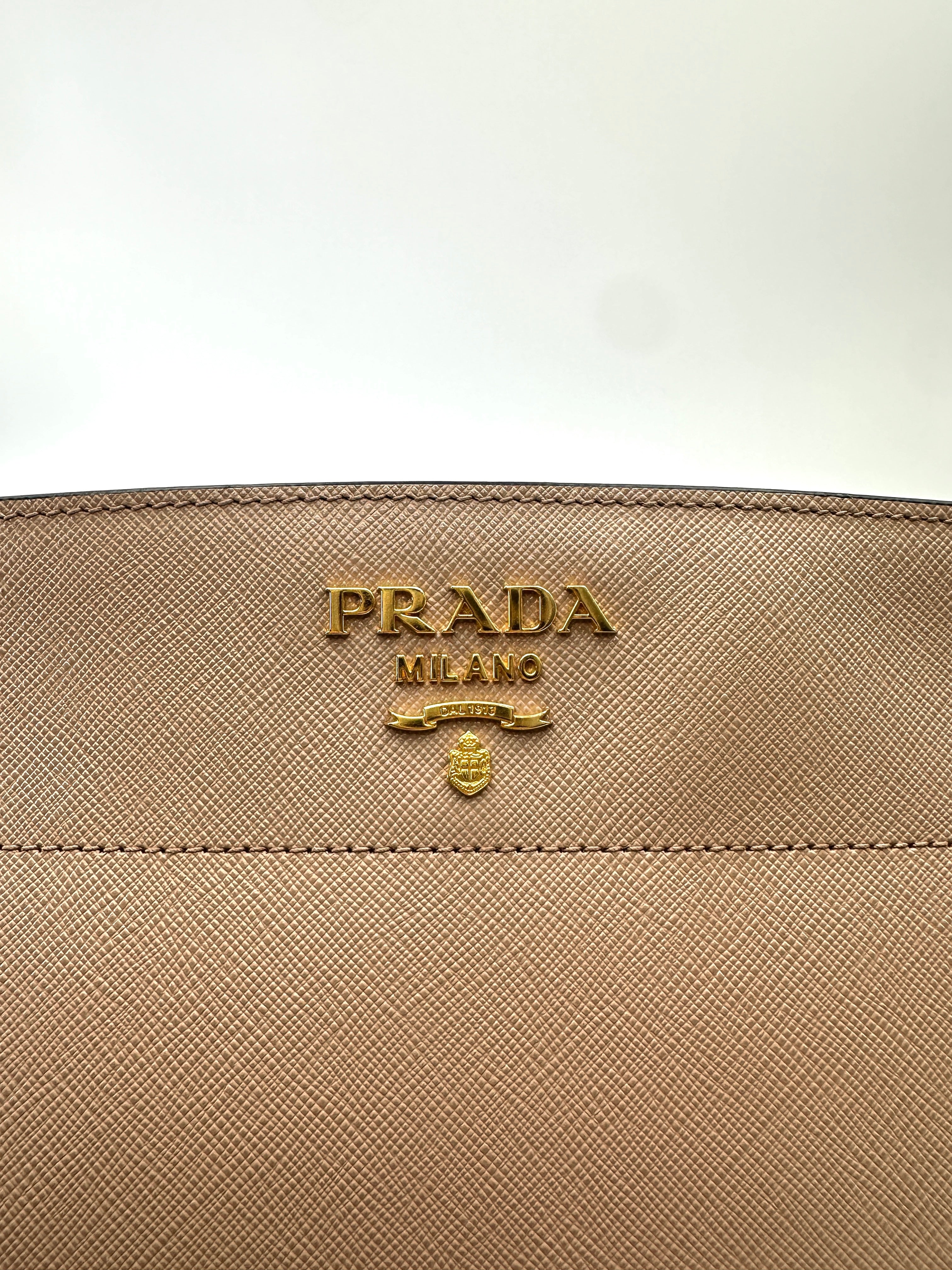 Prada Beige Saffiano Leather Shoulder Bag PR389