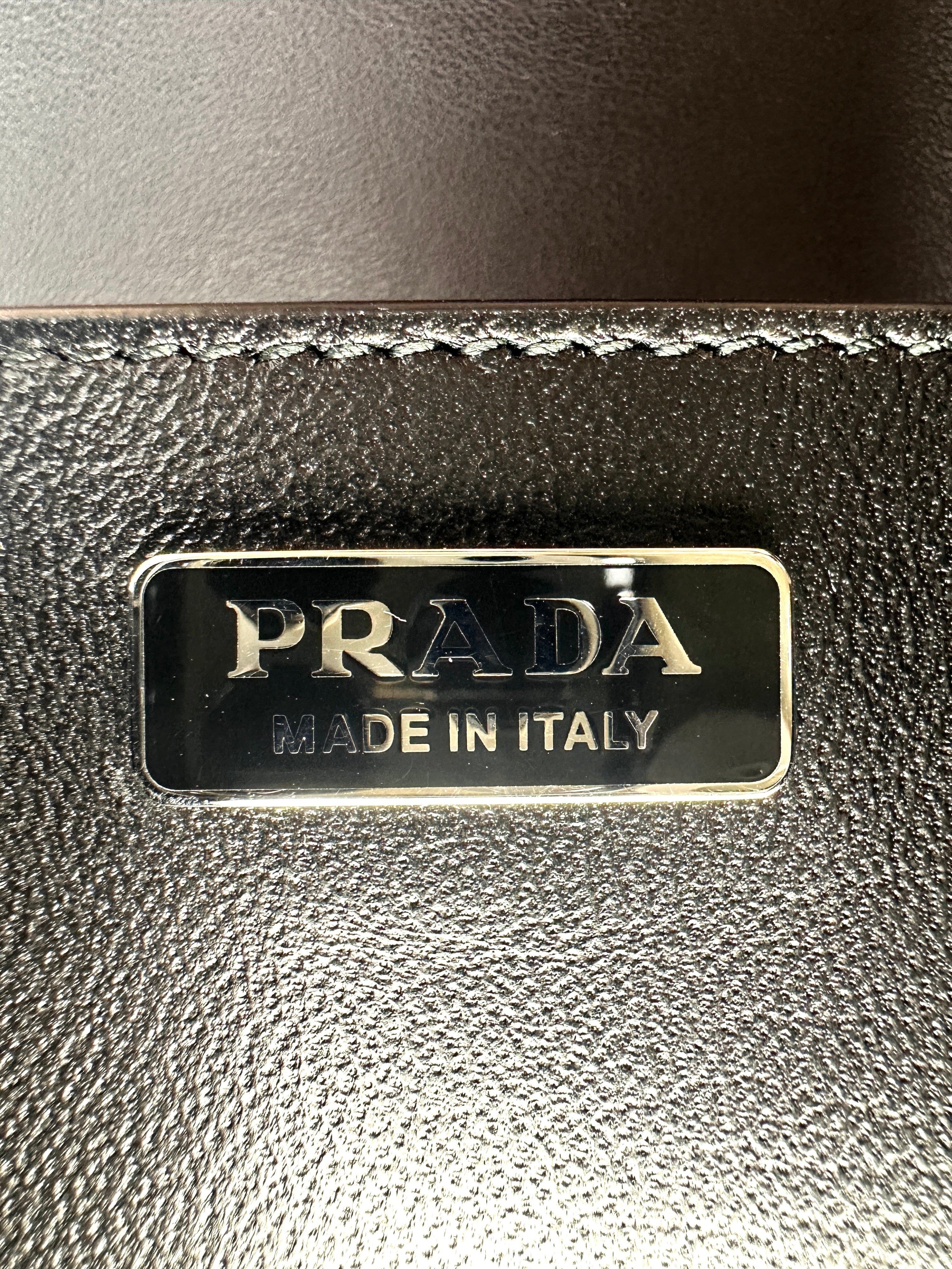 Prada Cahier Black Leather Studded Shoulder Bag PR393