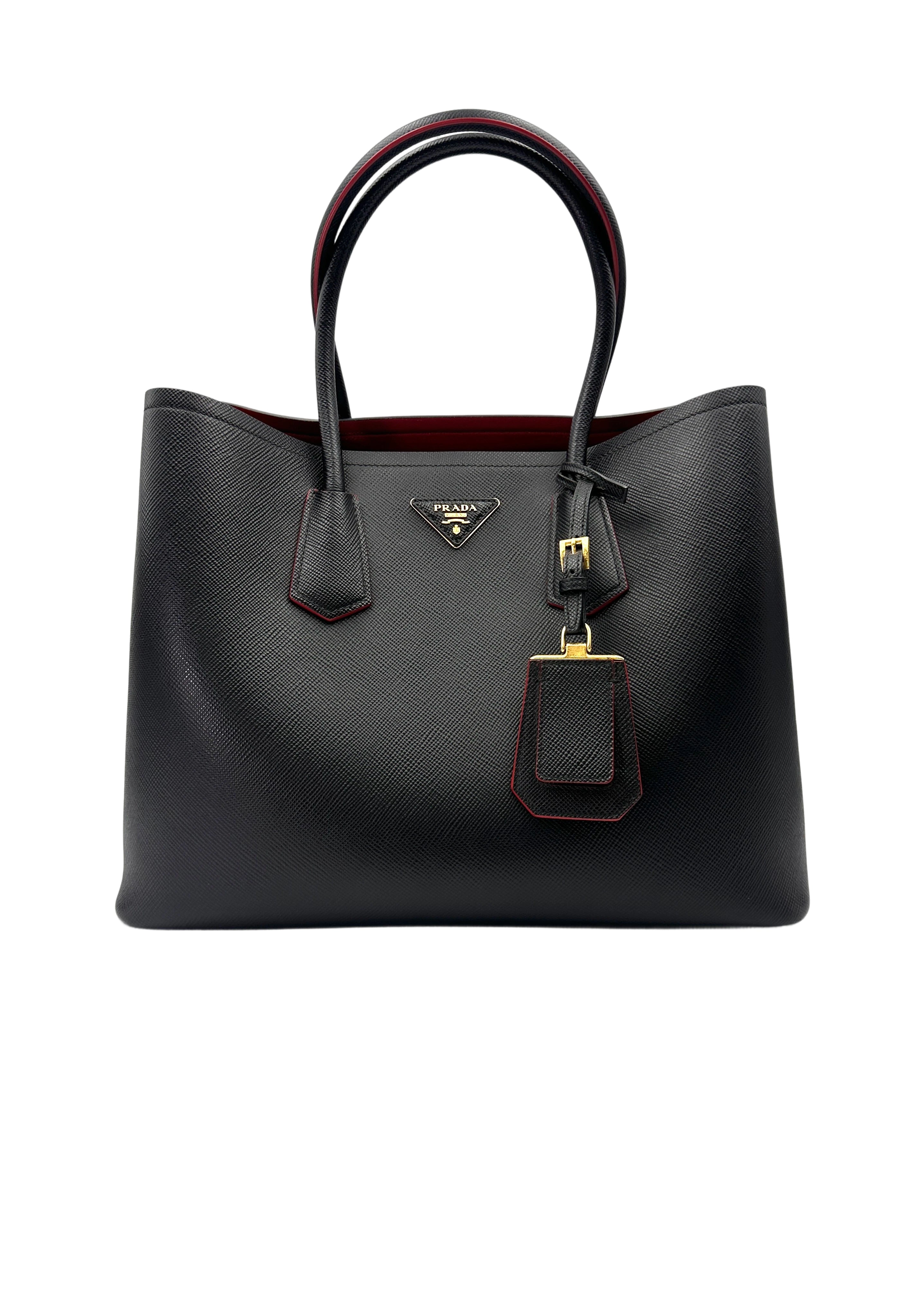 Prada Galleria Black Saffiano Leather Handle Bag PR394