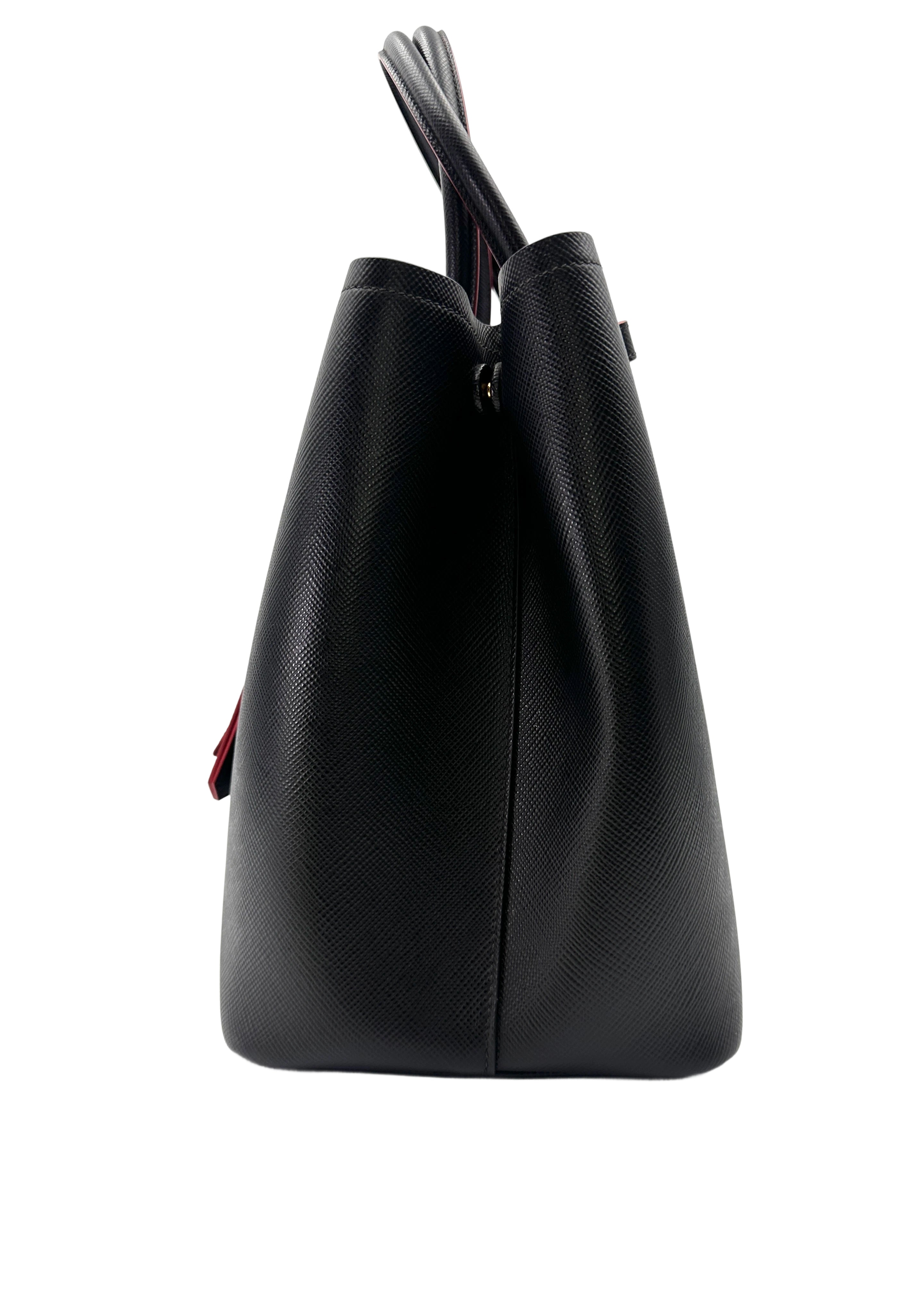 Prada Galleria Black Saffiano Leather Handle Bag PR394