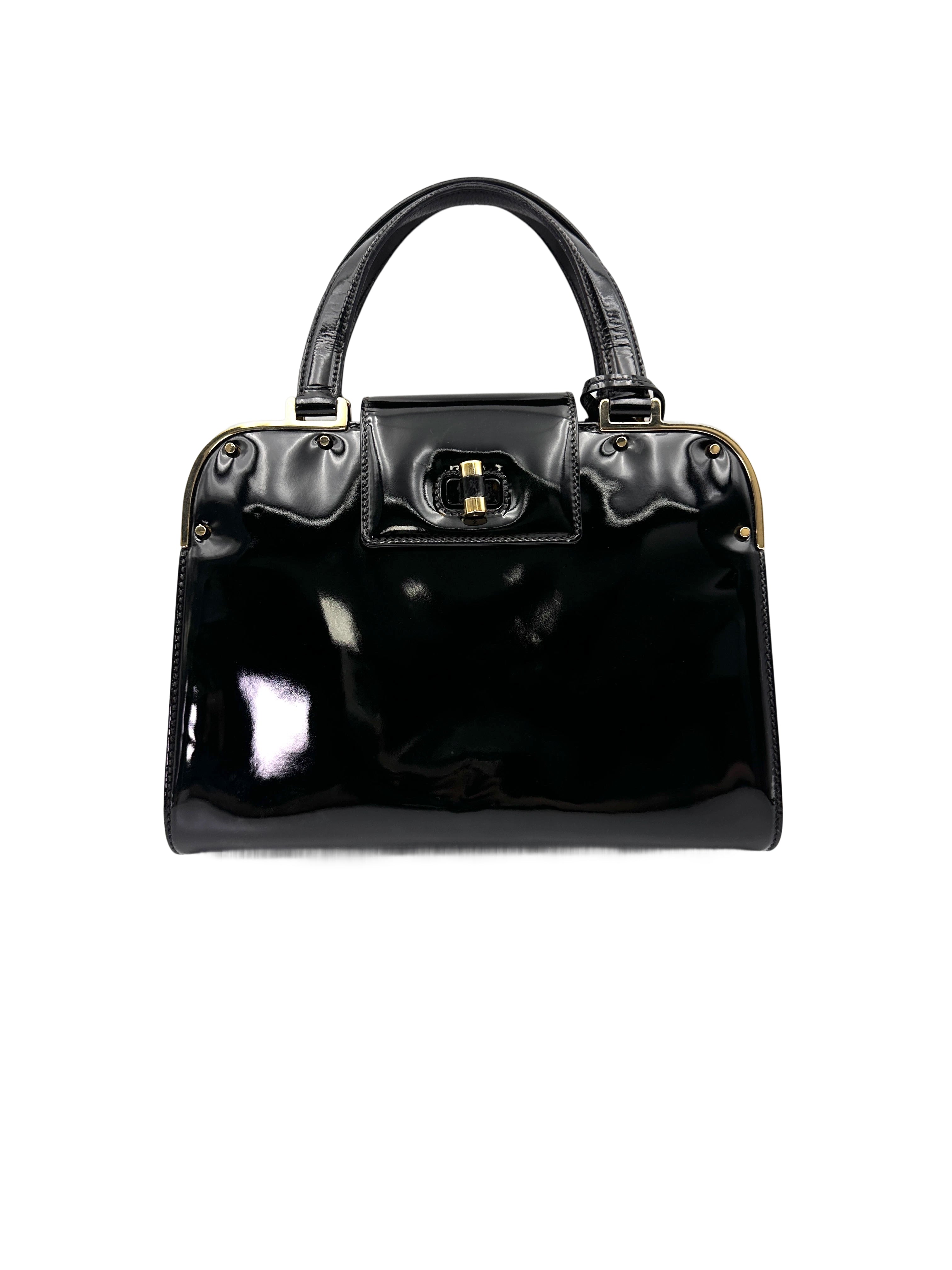 Saint Laurent Black Patent Leather Handle Bag SL243