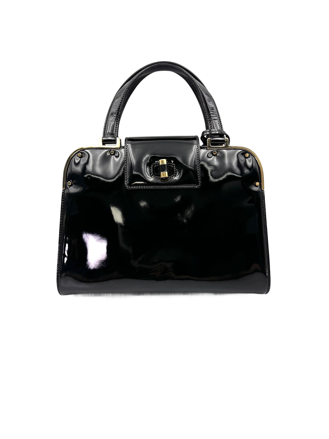 Saint Laurent Black Patent Leather Handle Bag SL243