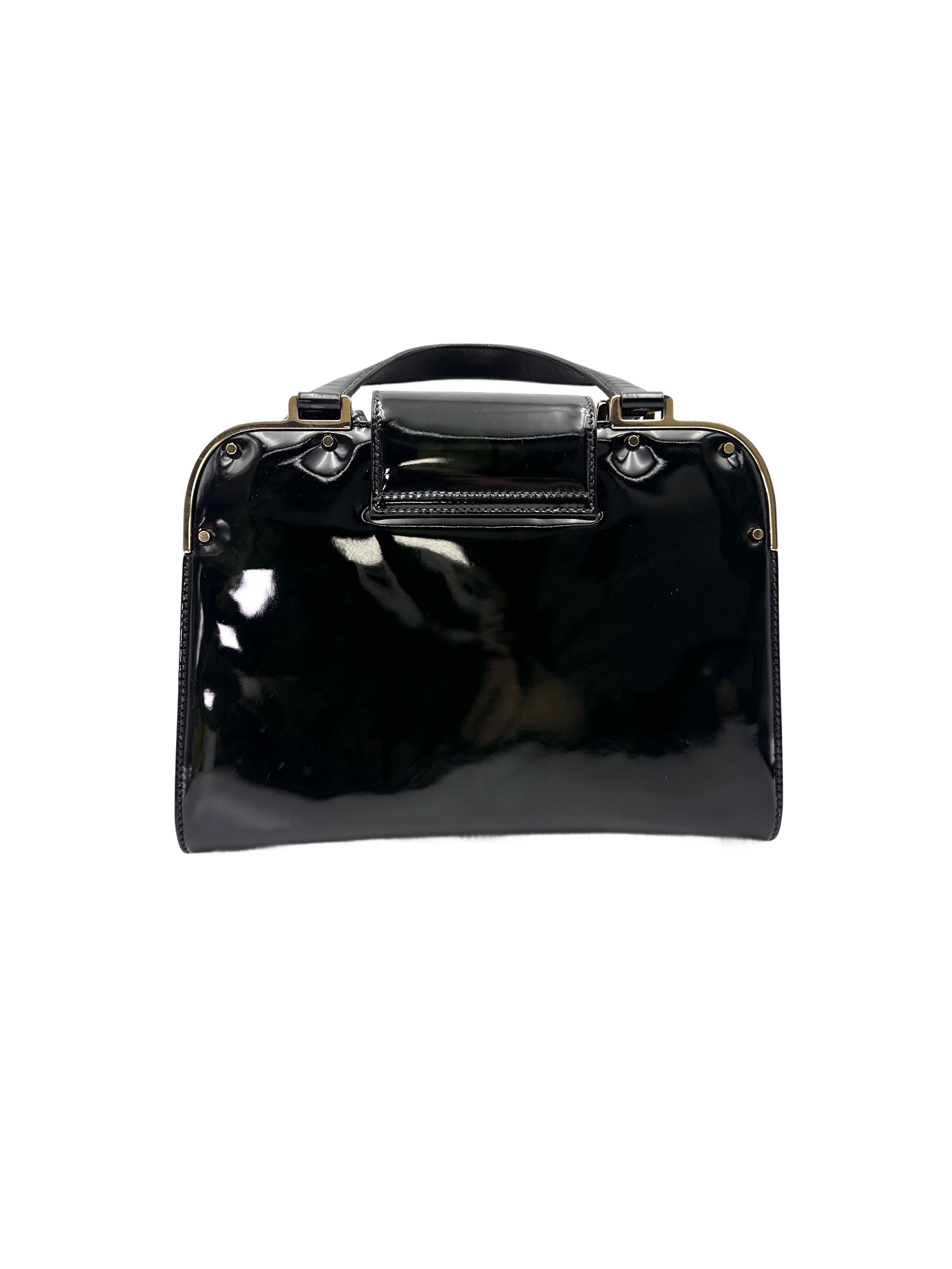 Saint Laurent Black Patent Leather Handle Bag SL243