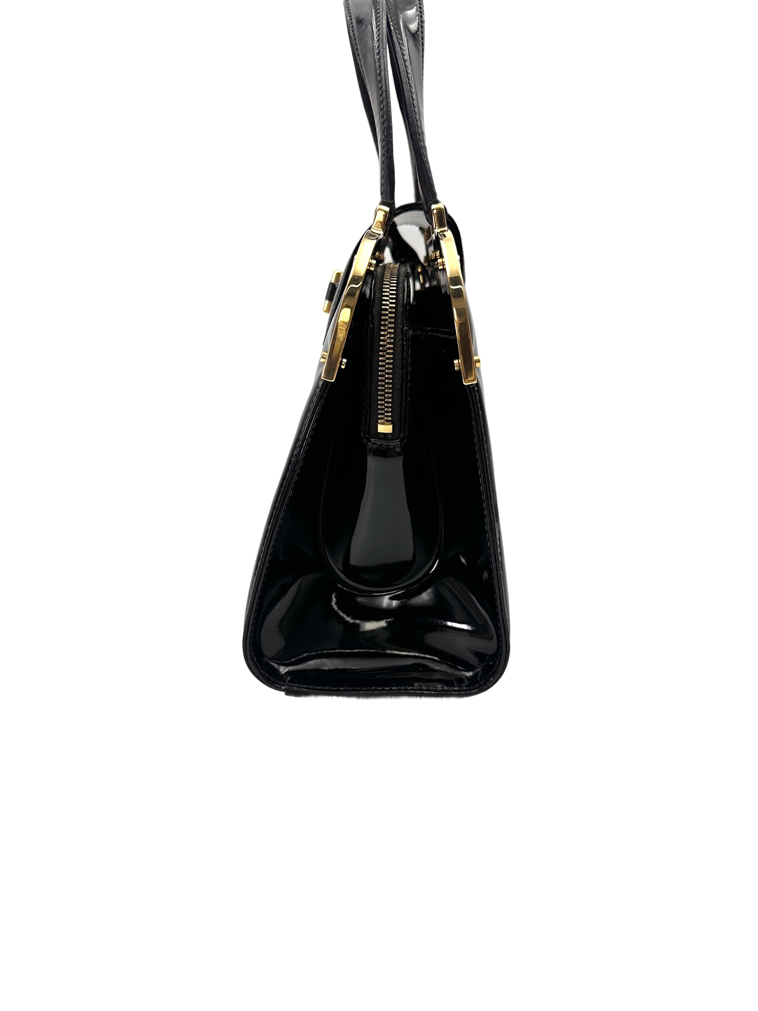 Saint Laurent Black Patent Leather Handle Bag SL243