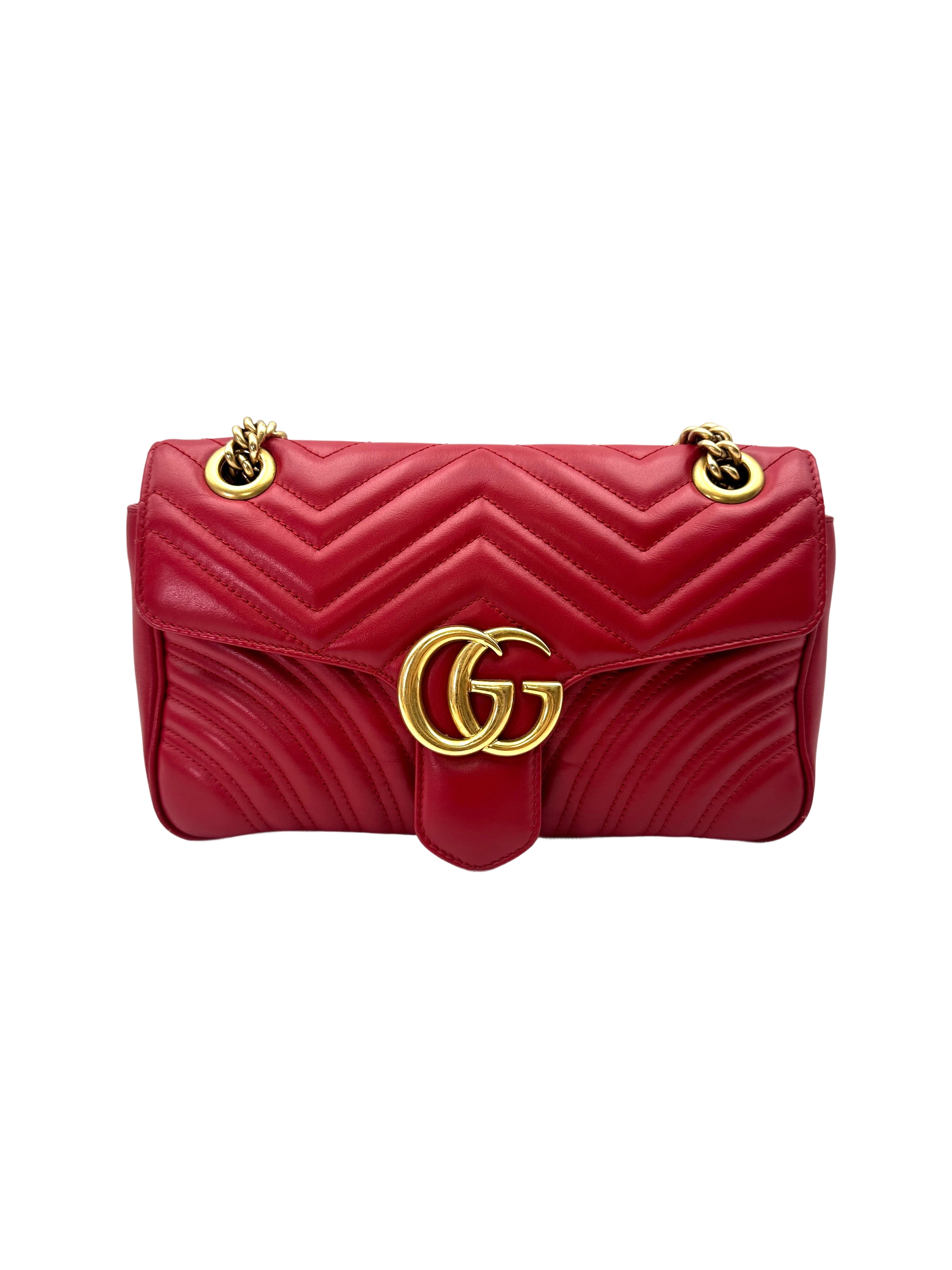 Gucci GG Marmont Red Matelasse Leather Shoulder Bag GG1114