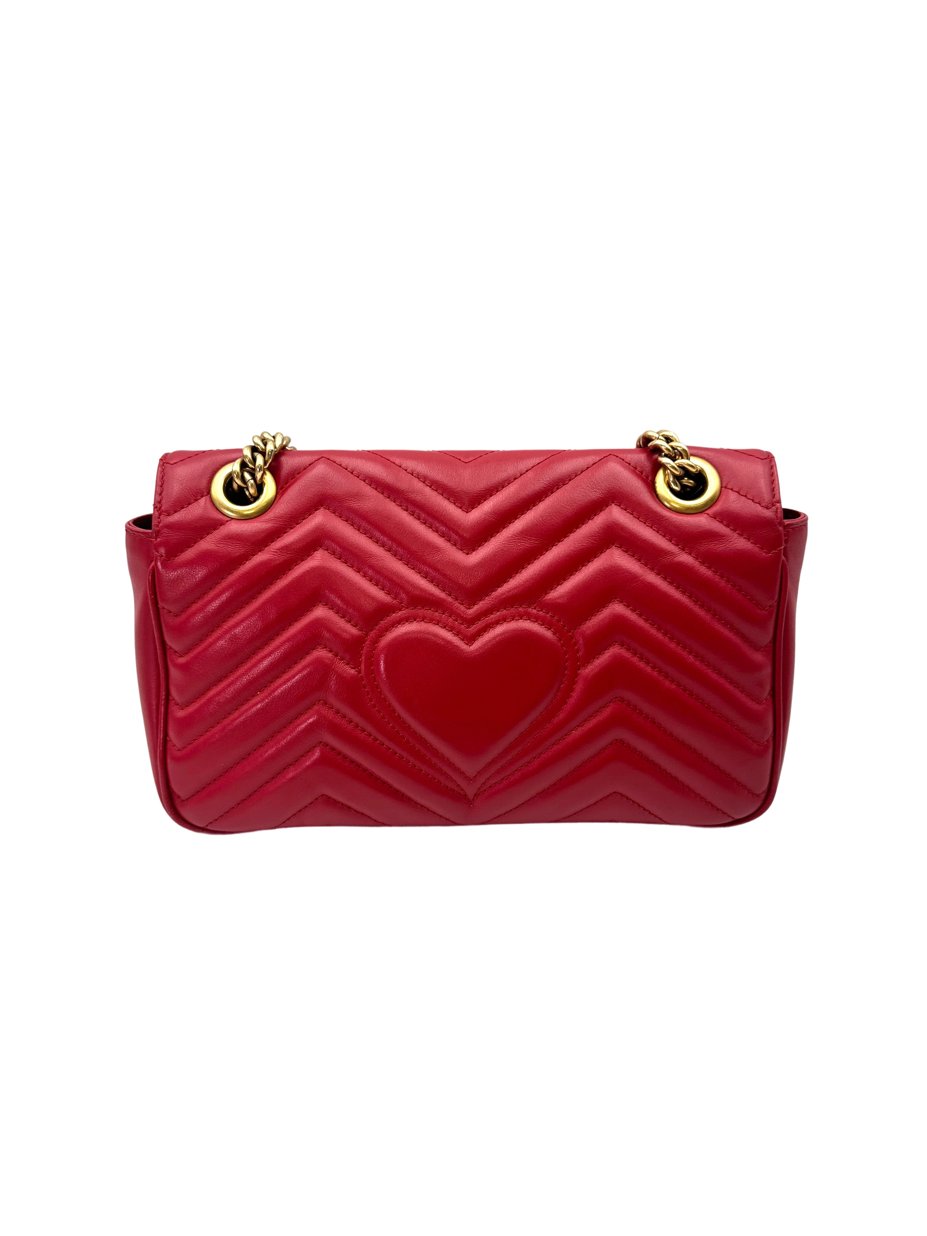 Gucci GG Marmont Red Matelasse Leather Shoulder Bag GG1114