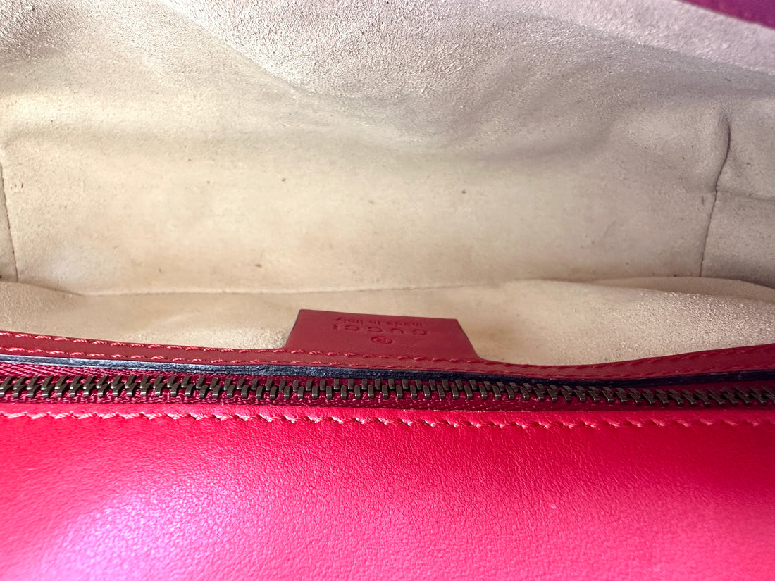Gucci GG Marmont Red Matelasse Leather Shoulder Bag GG1114