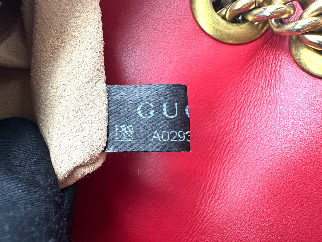 Gucci GG Marmont Red Matelasse Leather Shoulder Bag GG1114