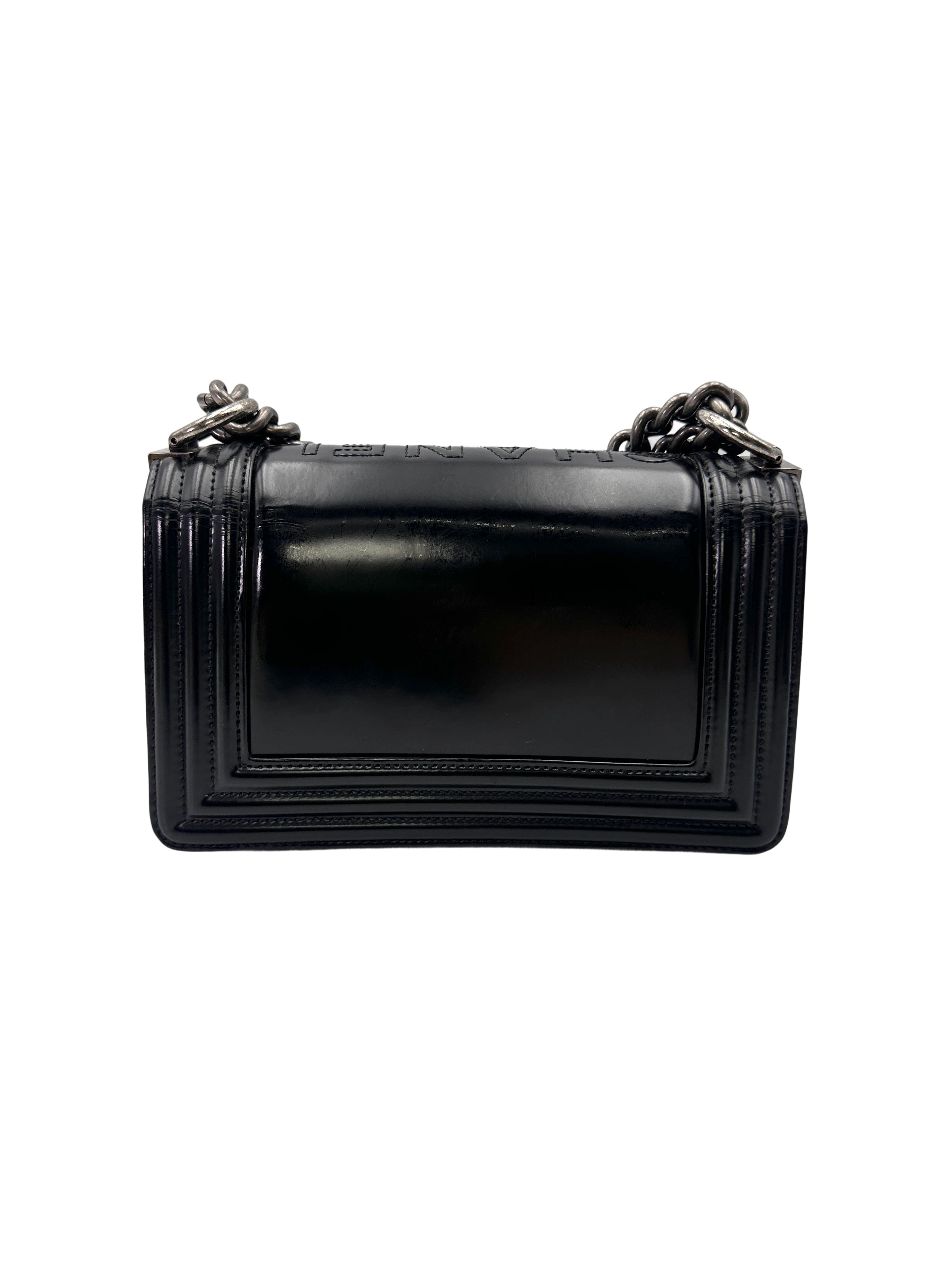 Chanel LeBoy Black Smooth Leather Flap Bag With Silver Buckle(21***70) CC2030