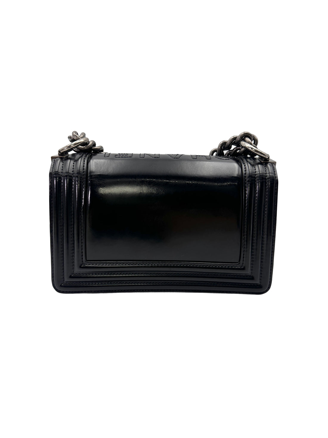 Chanel LeBoy Black Smooth Leather Flap Bag With Silver Buckle(21***70) CC2030