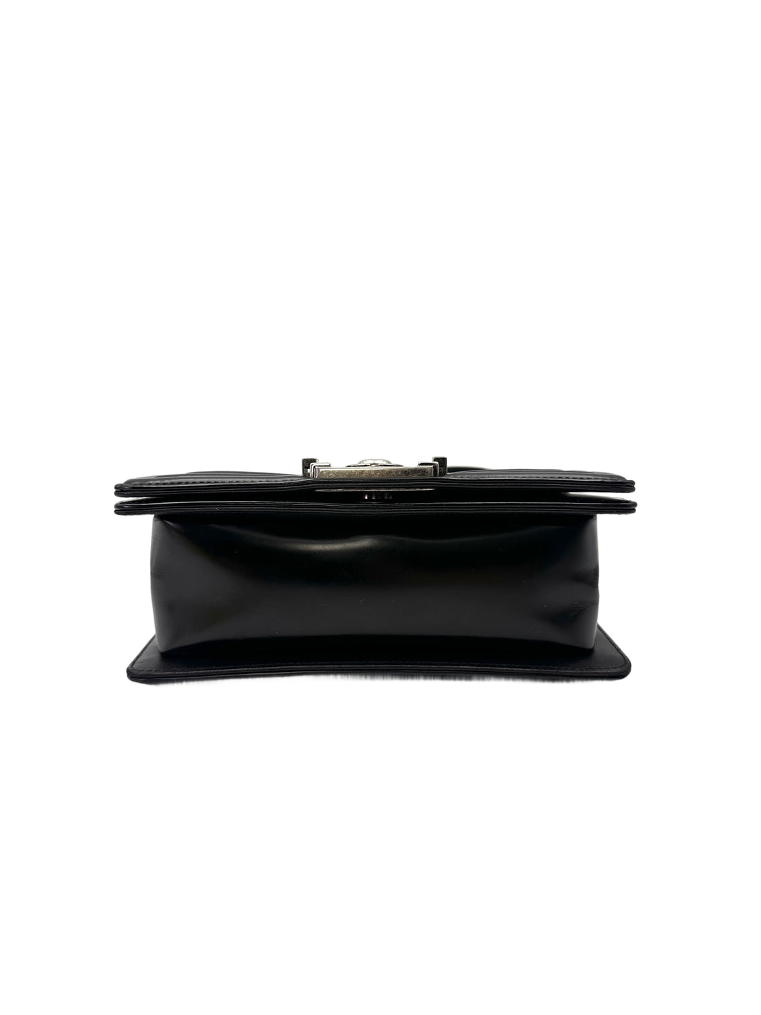 Chanel LeBoy Black Smooth Leather Flap Bag With Silver Buckle(21***70) CC2030