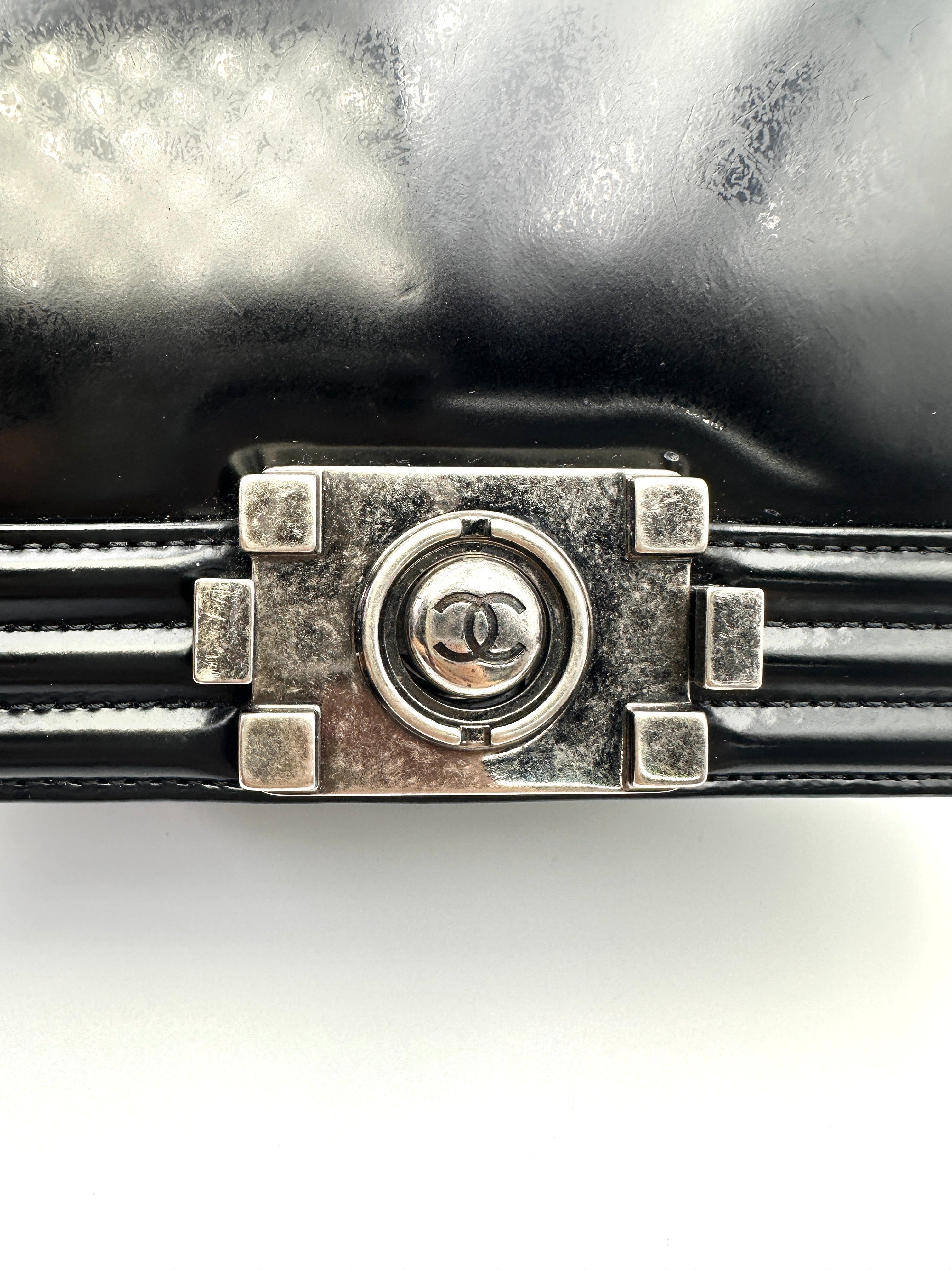 Chanel LeBoy Black Smooth Leather Flap Bag With Silver Buckle(21***70) CC2030