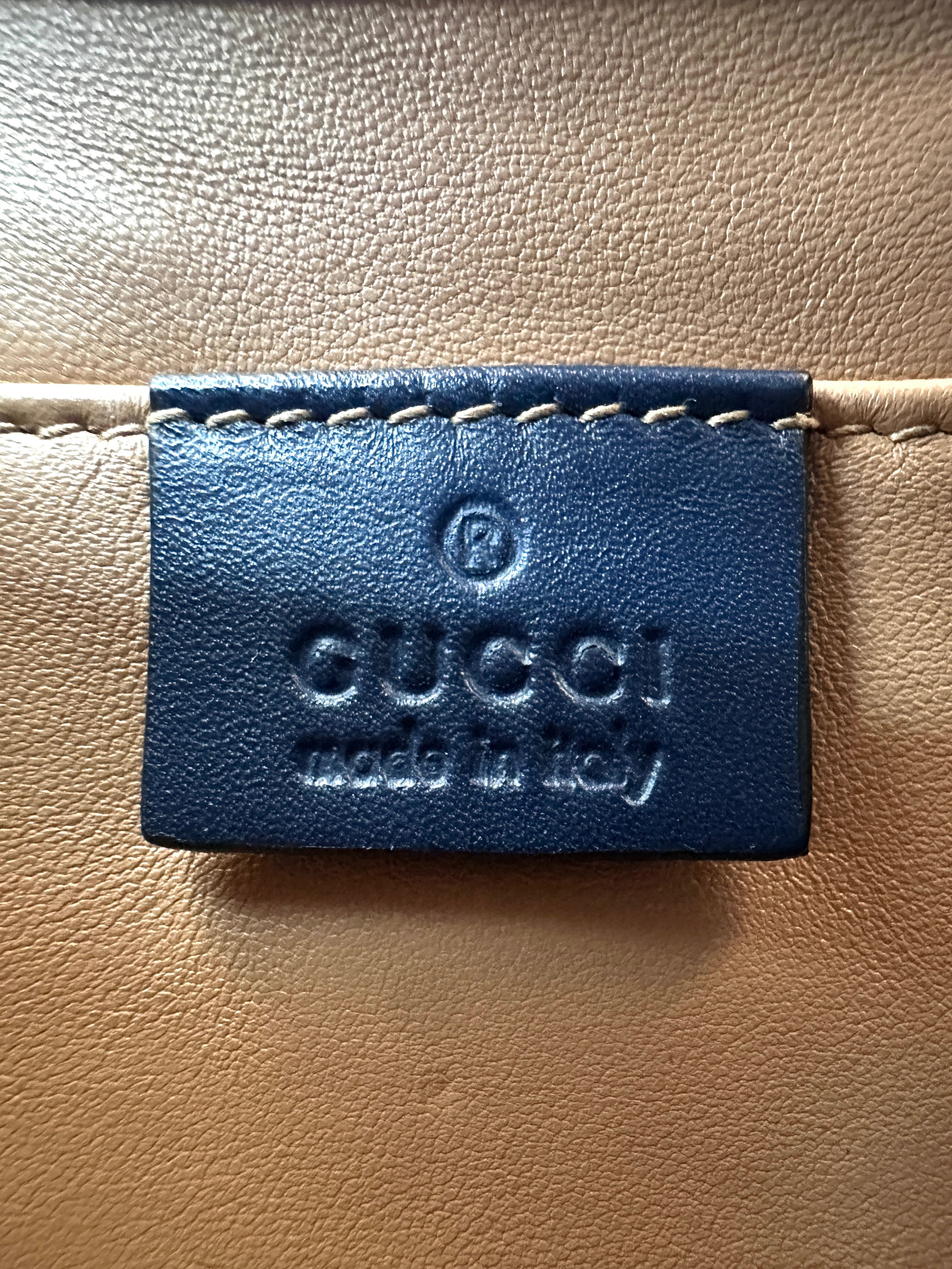 Gucci Queen Margaret Broadway Bee Black Leather Pearl Studded Shoulder Bag GG1112