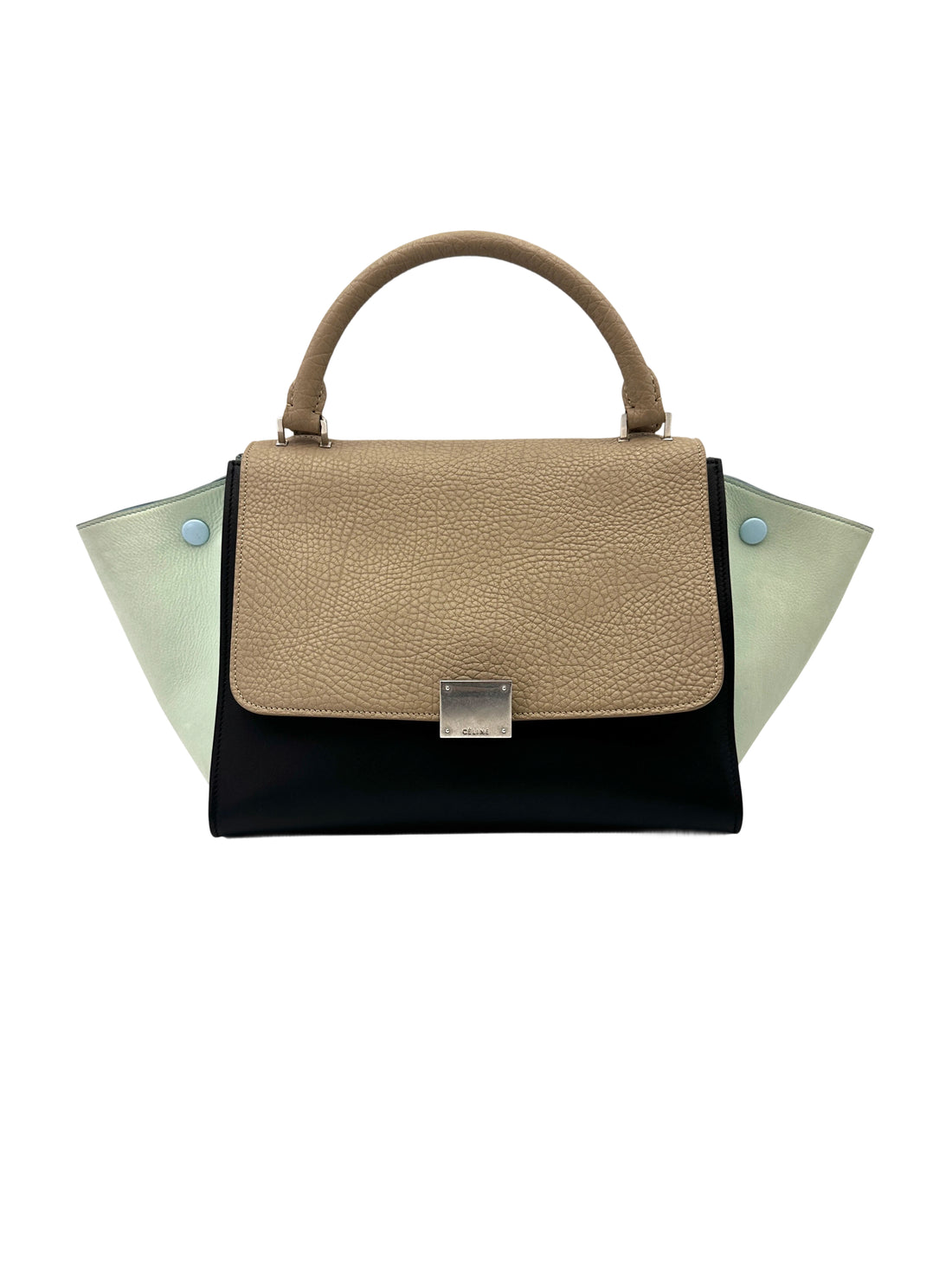 Celine Trapeze Beige/Black Leather Handle Bag CE165
